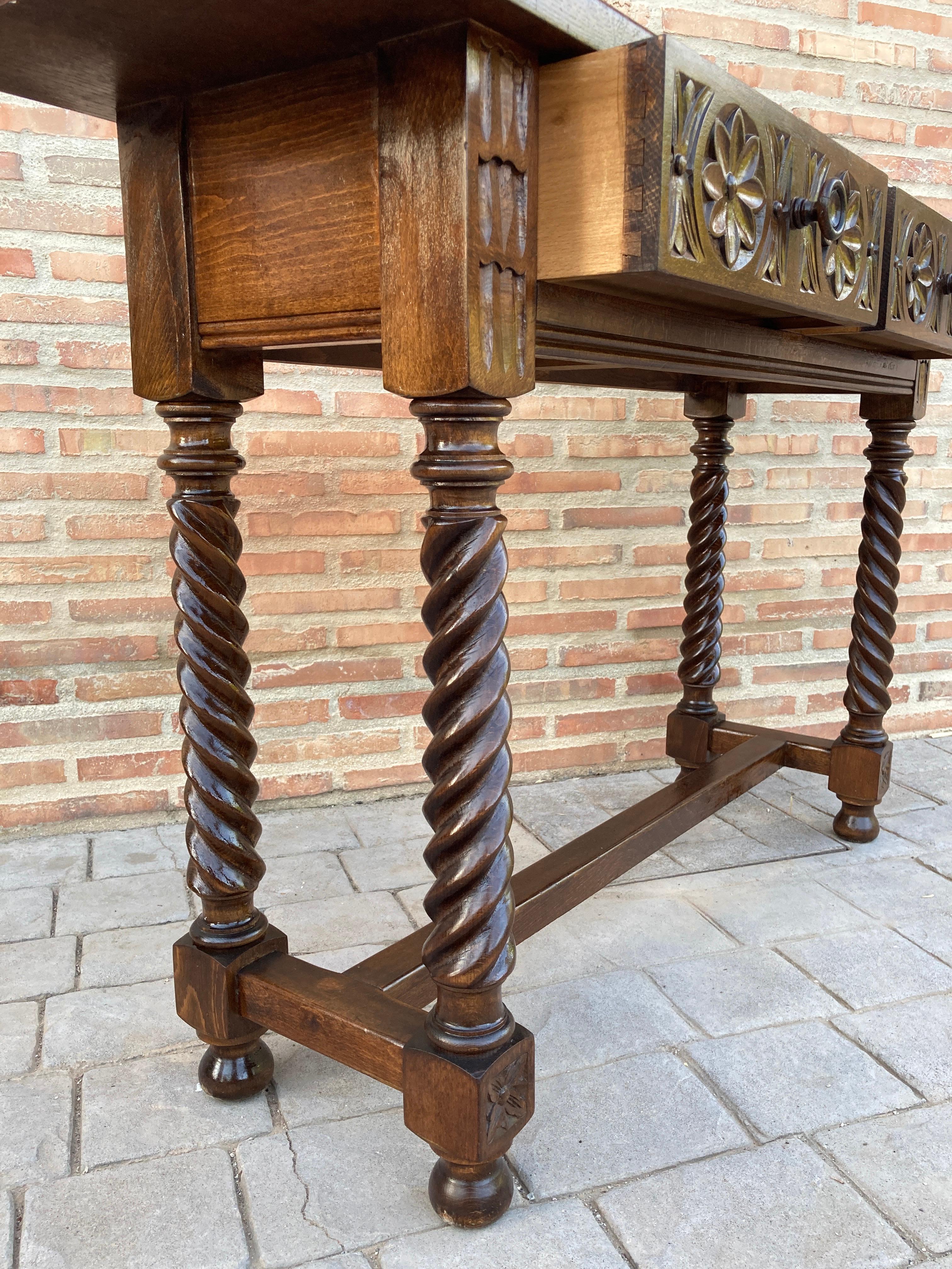 Early 19th Century Carved Walnut Wood Catalan Spanish Console Table 5