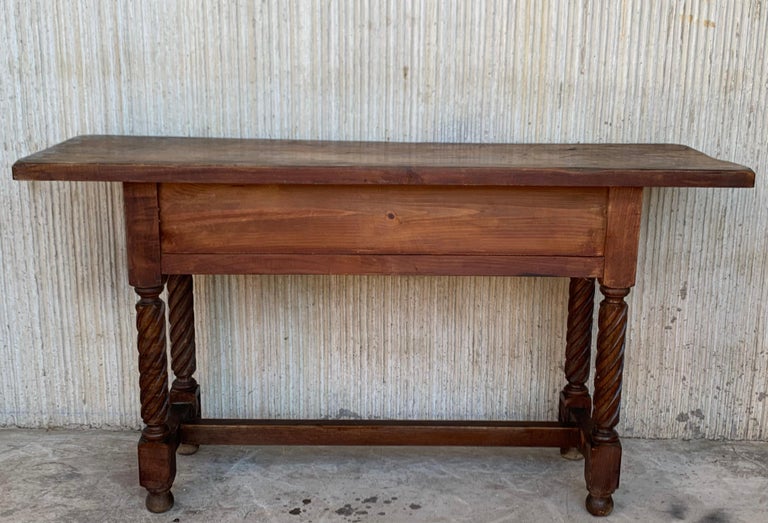 Early 19th Century Carved Walnut Wood Catalan Spanish Console Table at