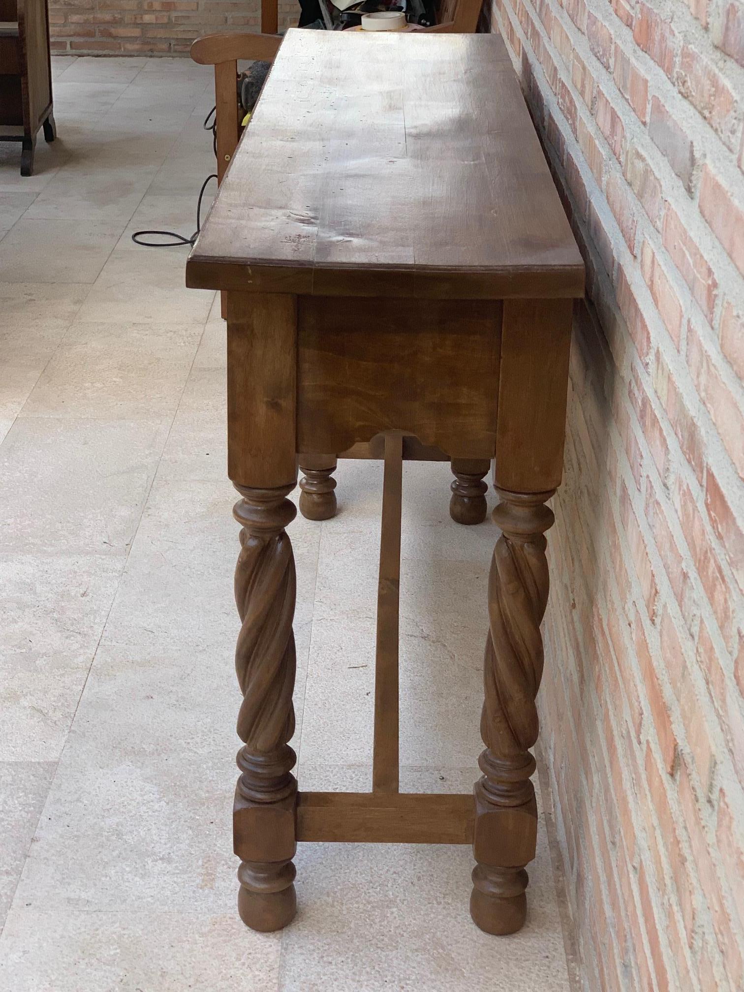 Early 19th Century Carved Walnut Wood Catalan Spanish Console Table 2