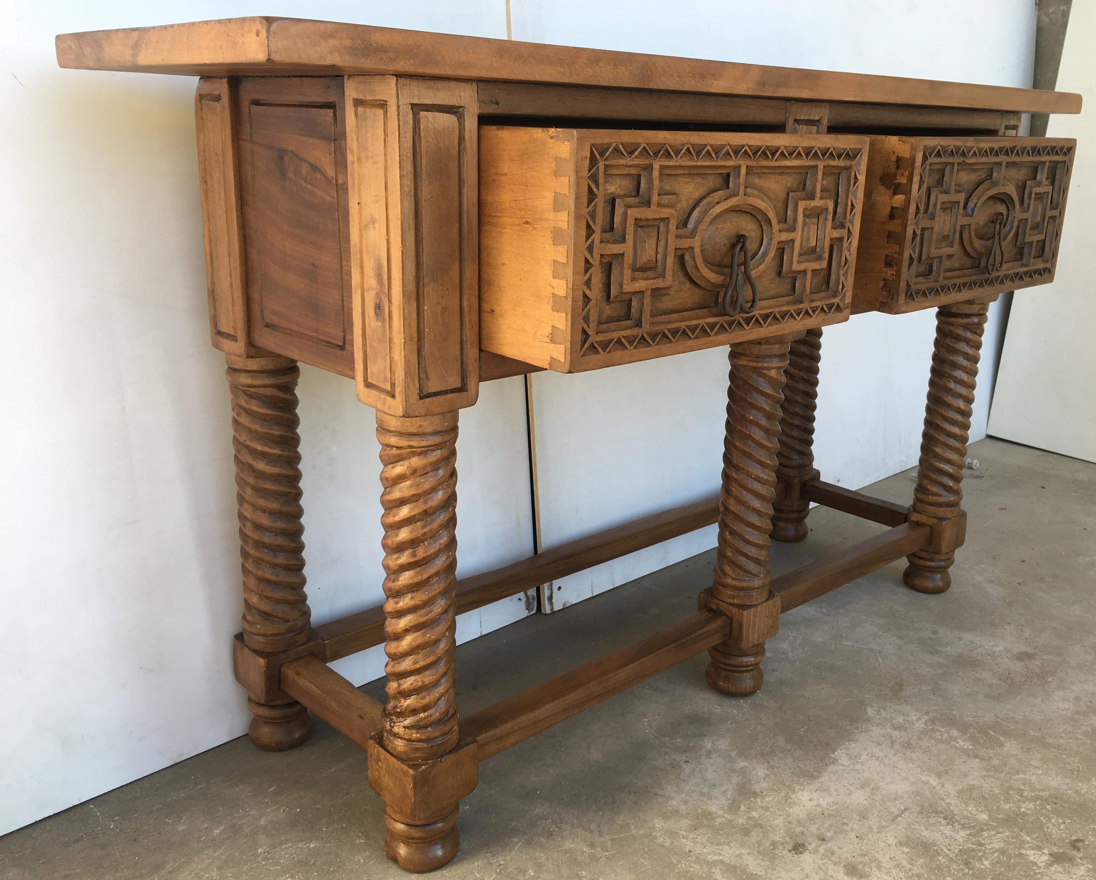 Early 19th Century Carved Walnut Wood Catalan Spanish Console Table 2