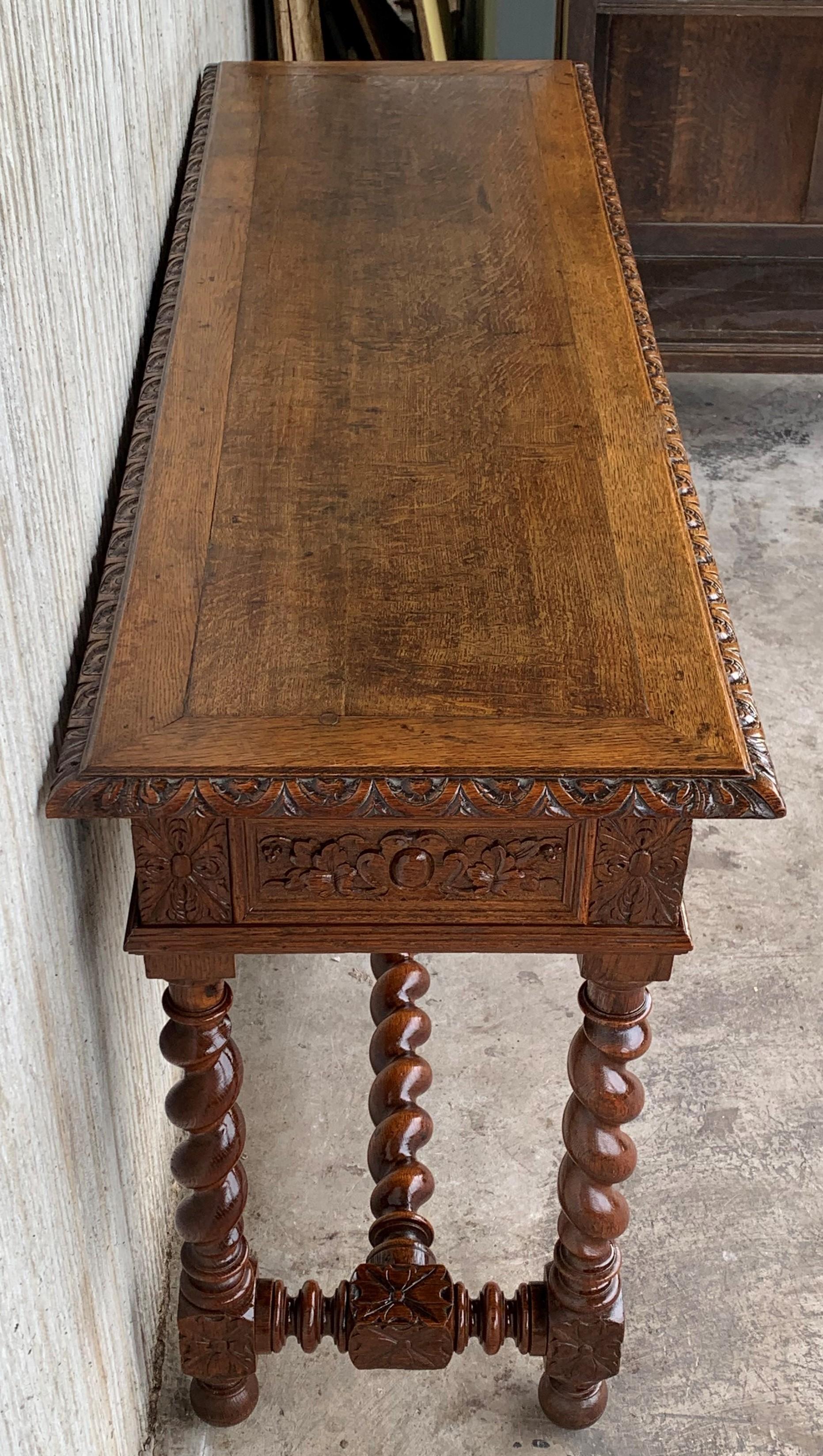 Early 19th Century Carved Walnut Wood Catalan Spanish Console Table 4