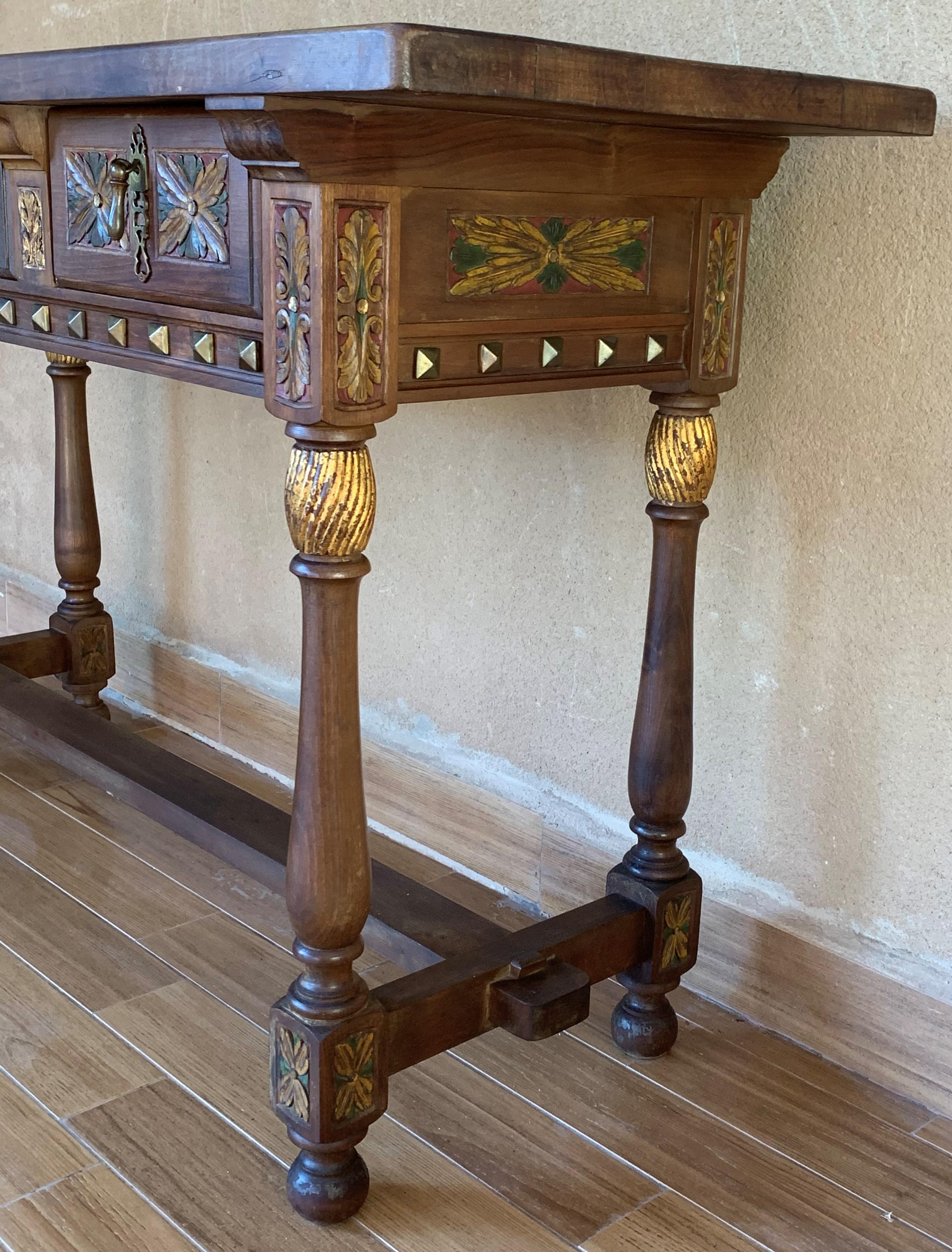 Early 19th Century Carved Walnut Wood Catalan Spanish Console Table 3