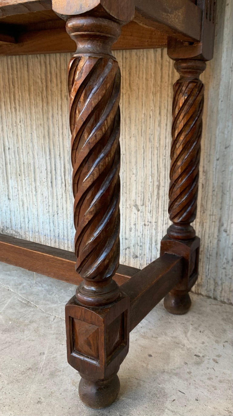 Early 19th Century Carved Walnut Wood Catalan Spanish Console Table at