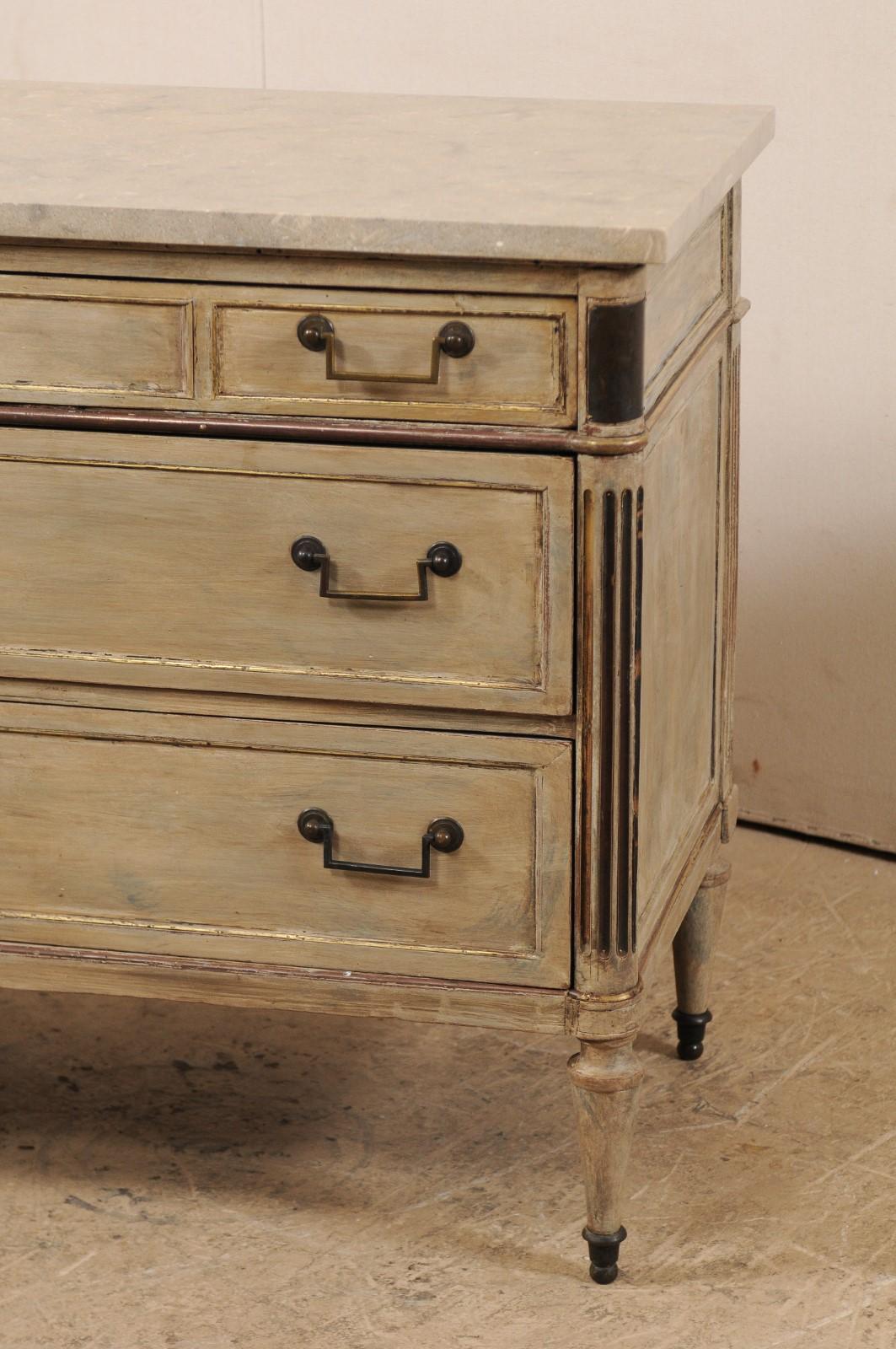 19th Century Early 19th C. French Neoclassical Commode with Fossilized Limestone Top