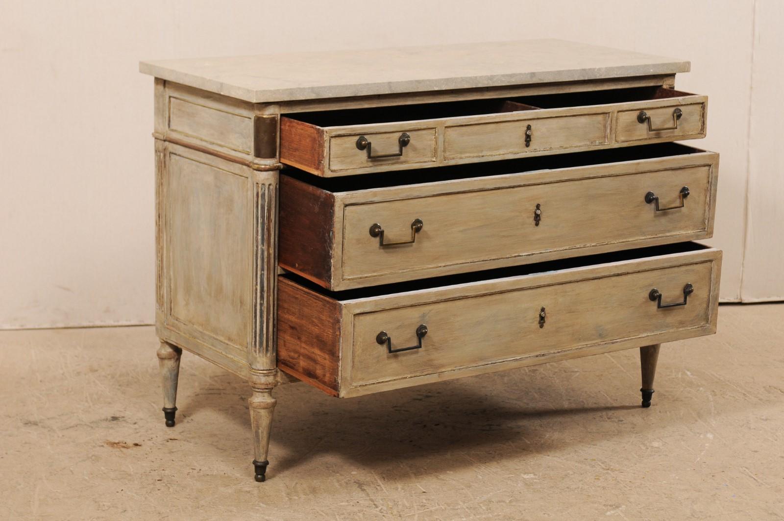 Early 19th C. French Neoclassical Commode with Fossilized Limestone Top 1