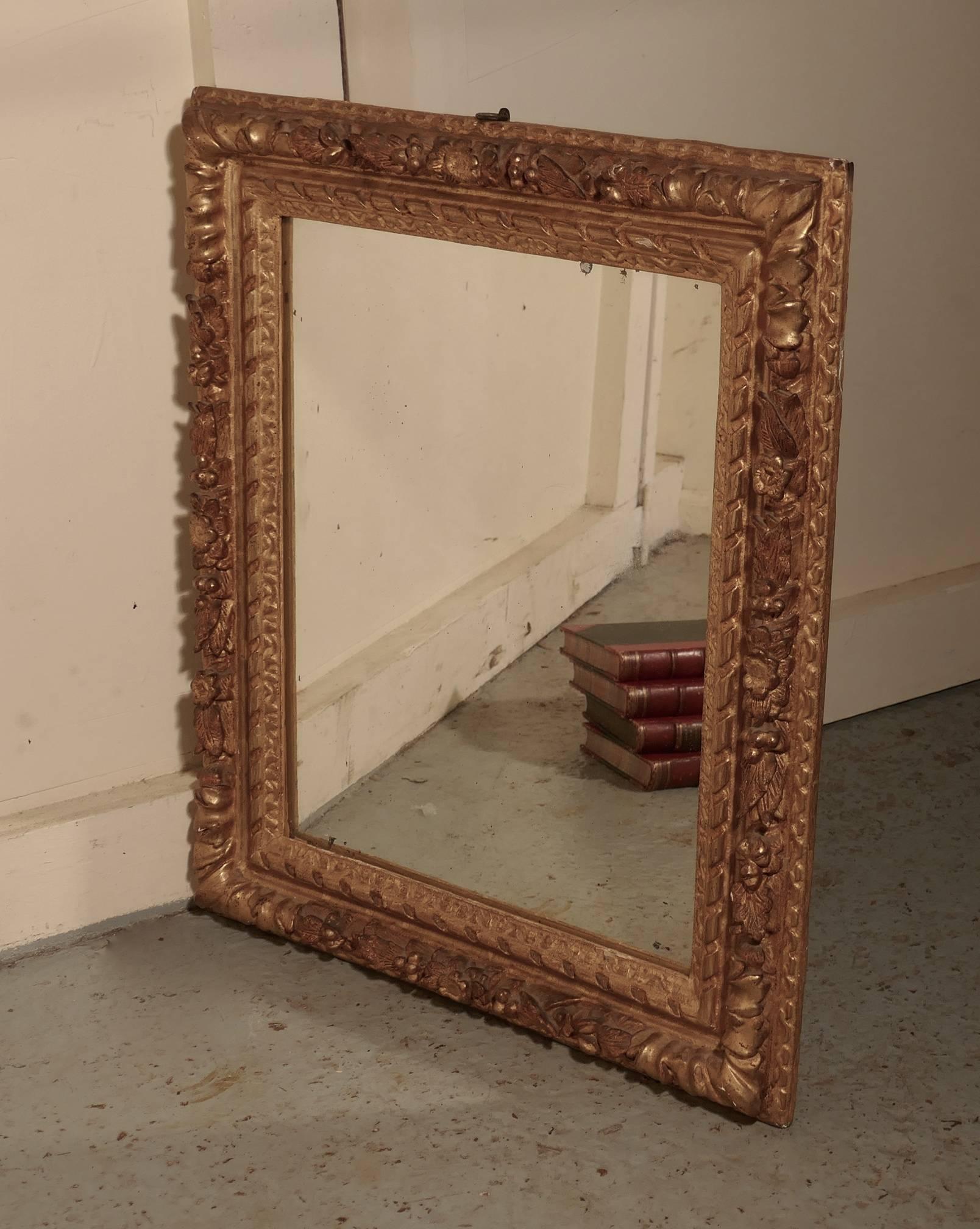 Early 19th Century Carved Wood Gilt Rococo Wall Mirror 1