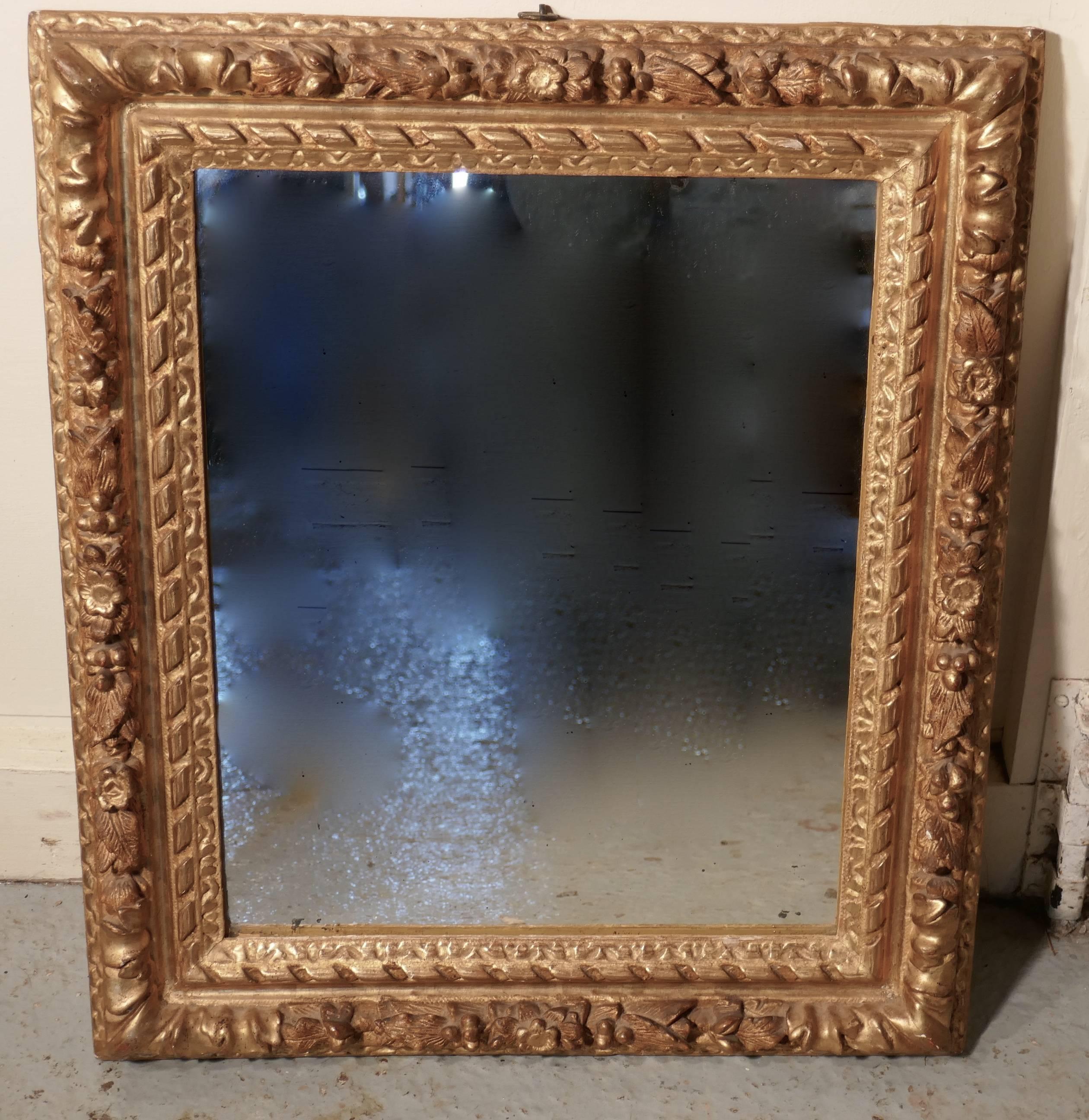 Early 19th Century Carved Wood Gilt Rococo Wall Mirror 3