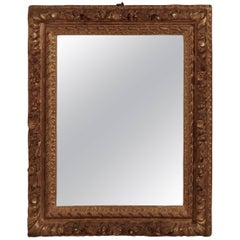 Antique Early 19th Century Carved Wood Gilt Rococo Wall Mirror