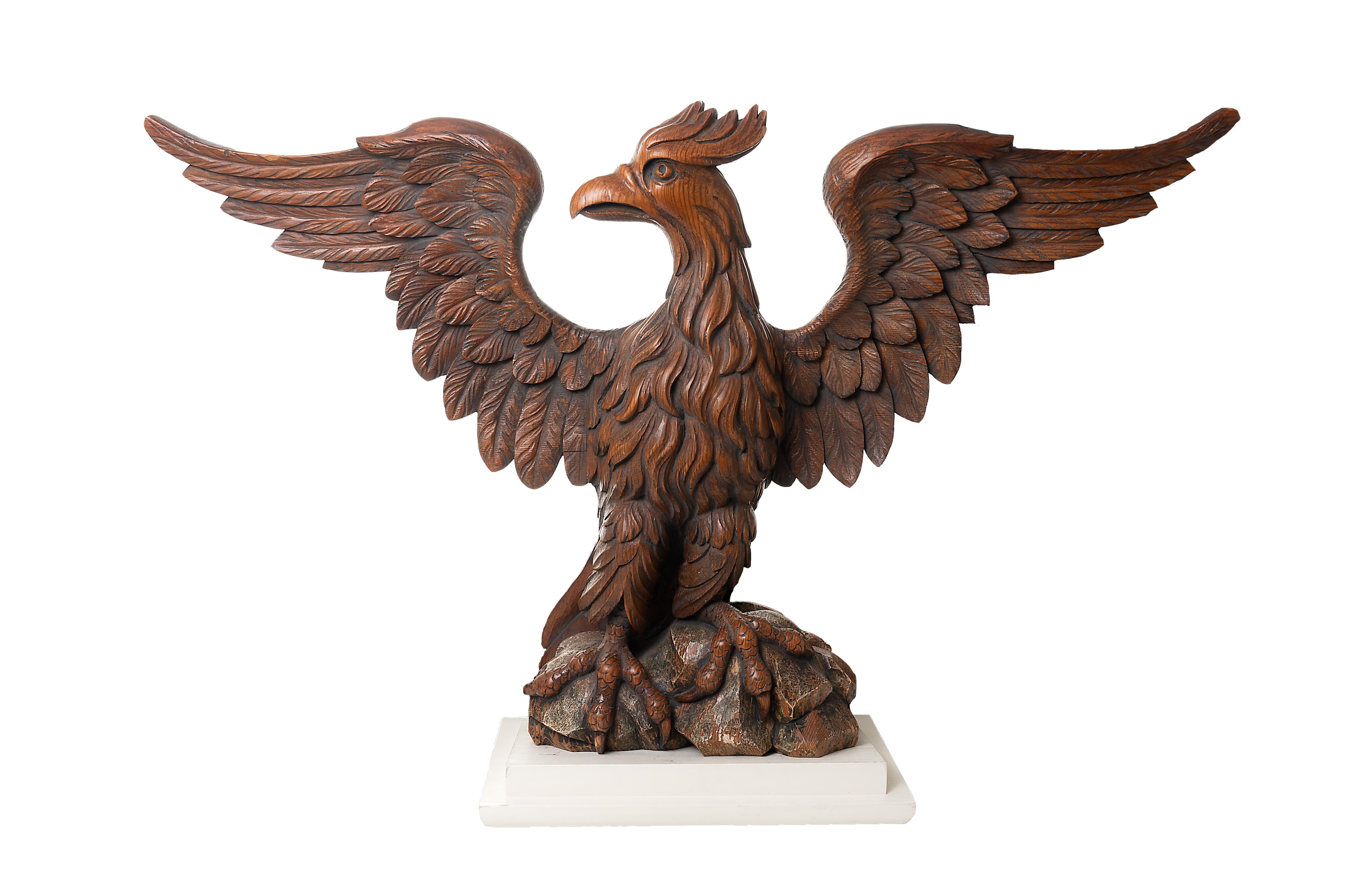 wood carved eagle statue