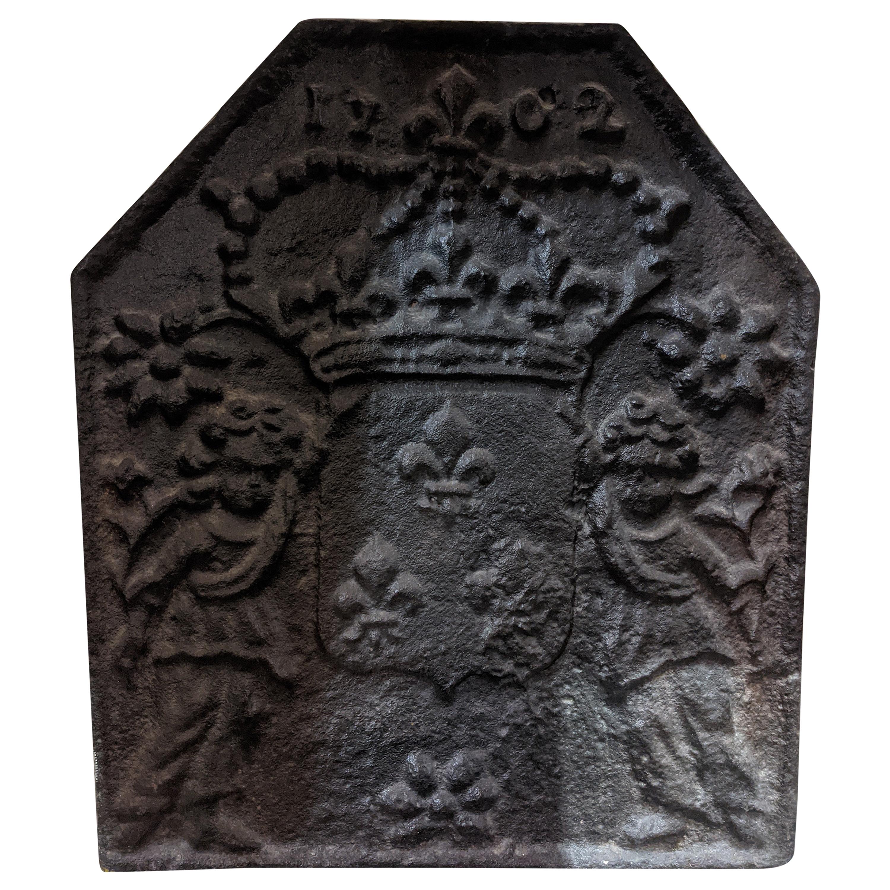 Early 19th Century Cast Iron Fireback from France