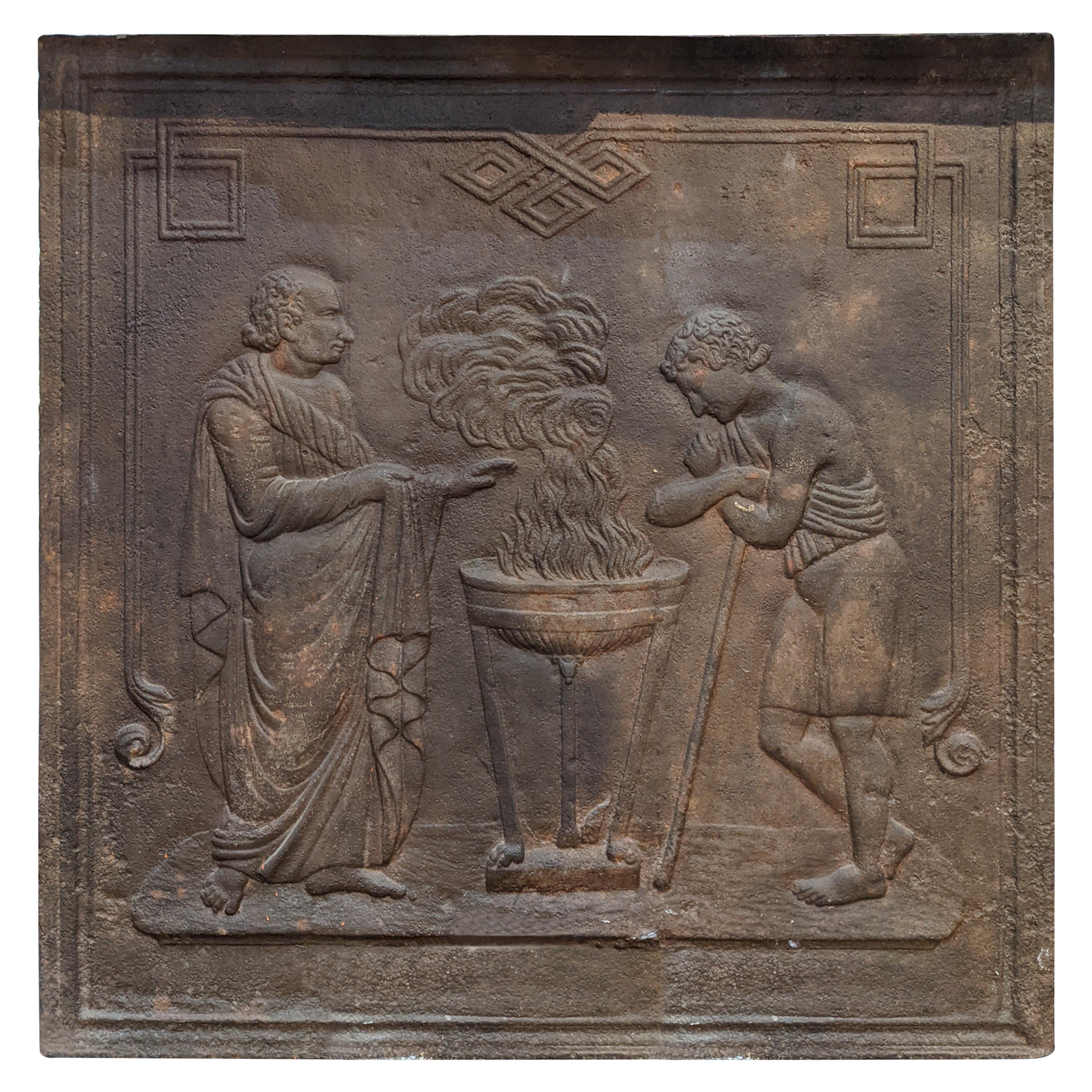 Plaque de cheminée en fonte du début du XIXe siècle en provenance de France