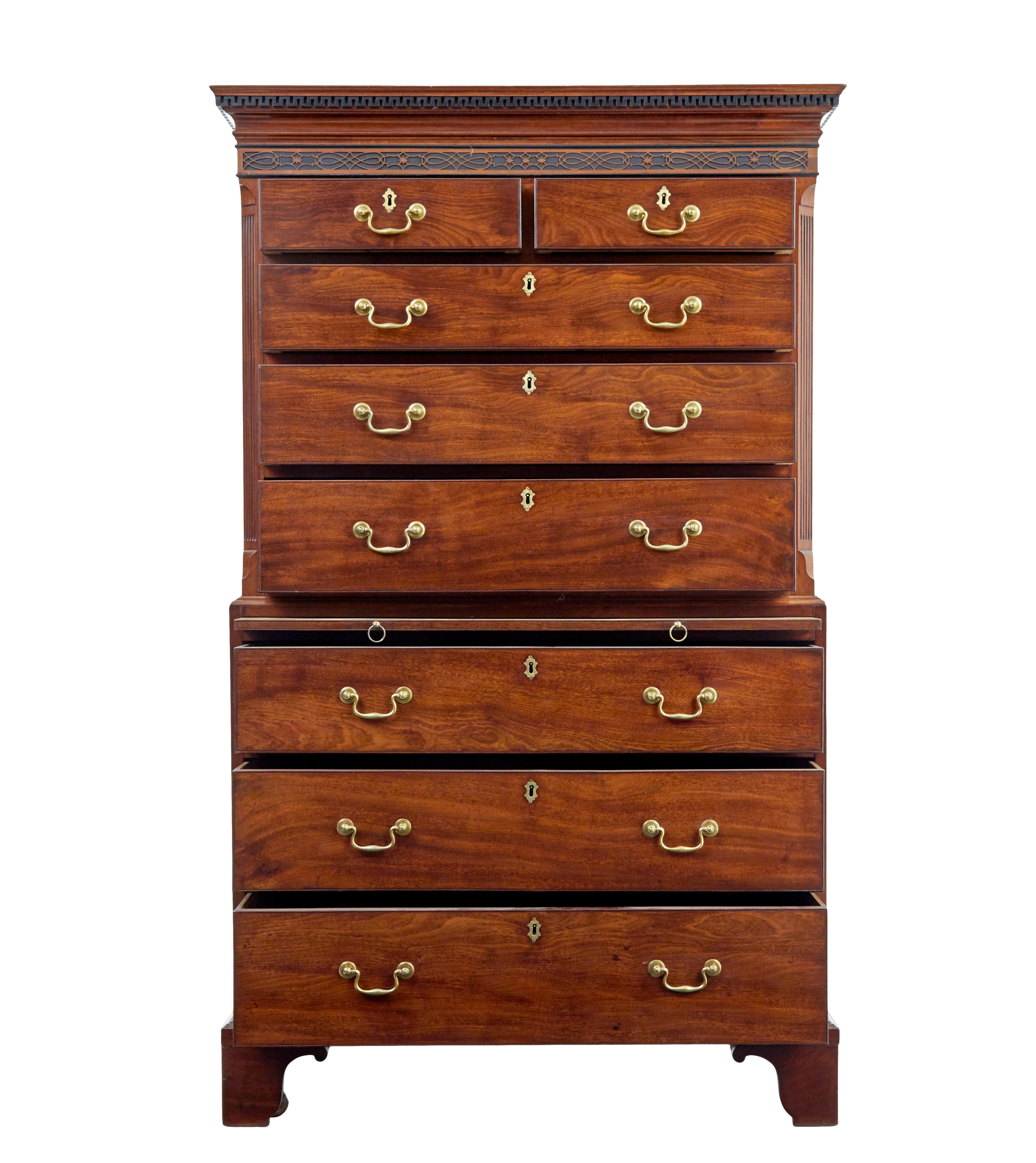 Georgian Early 19th century channel island mahogany chest on chest For Sale