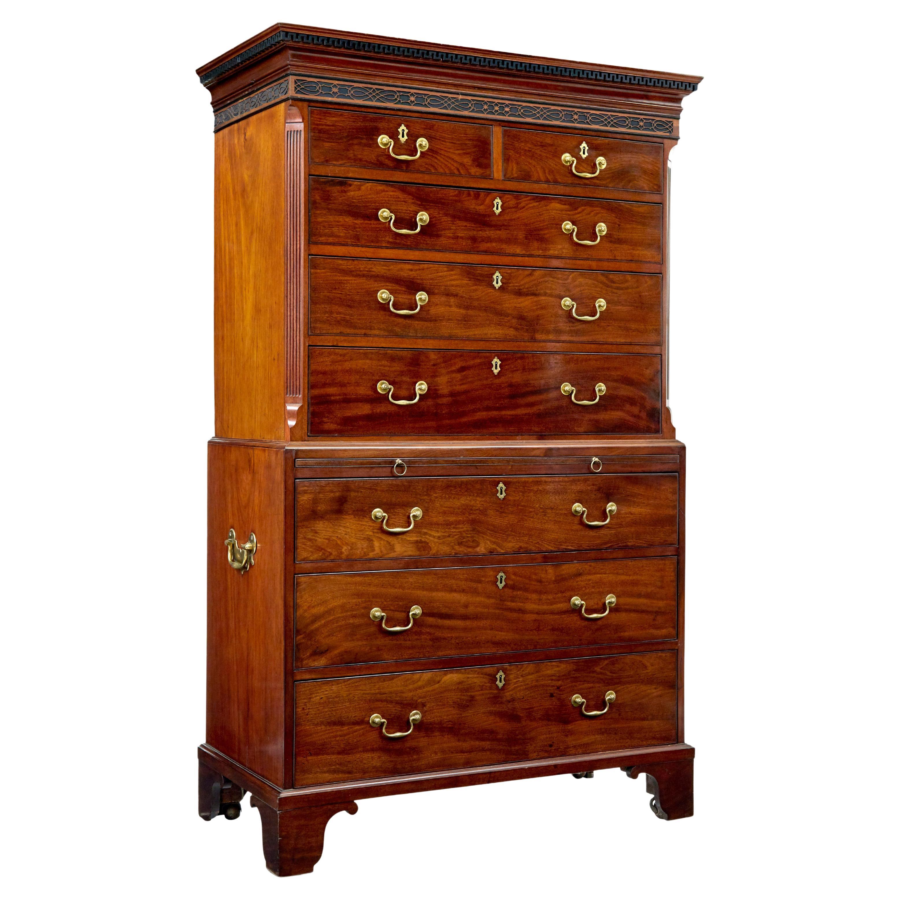 Early 19th century channel island mahogany chest on chest For Sale