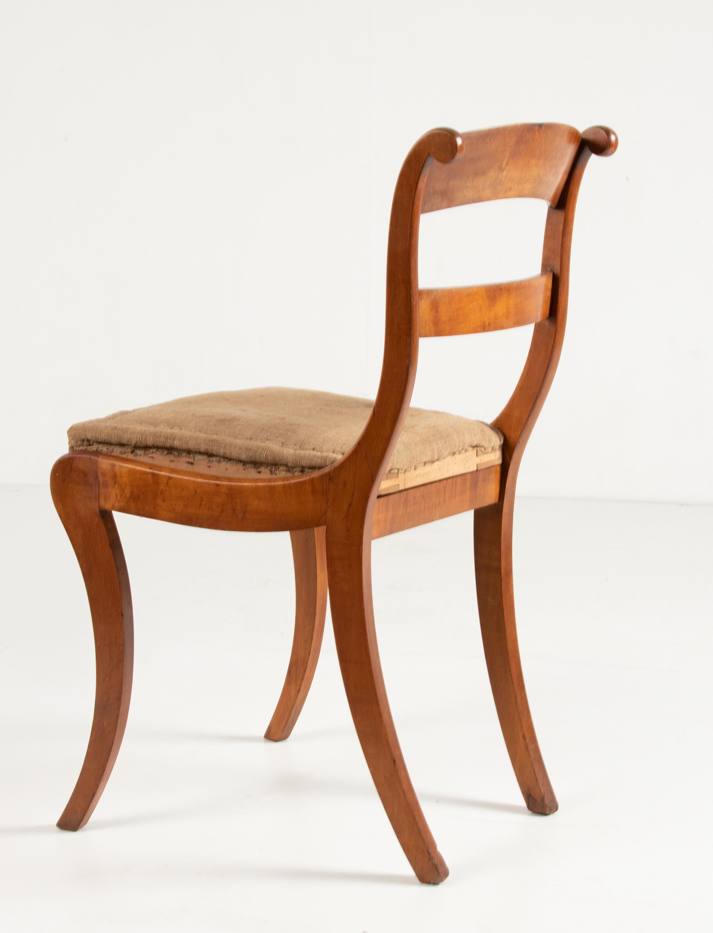 Early 19th Century Charles X Birds-Eye Maple Wood Dining Chairs For Sale 11