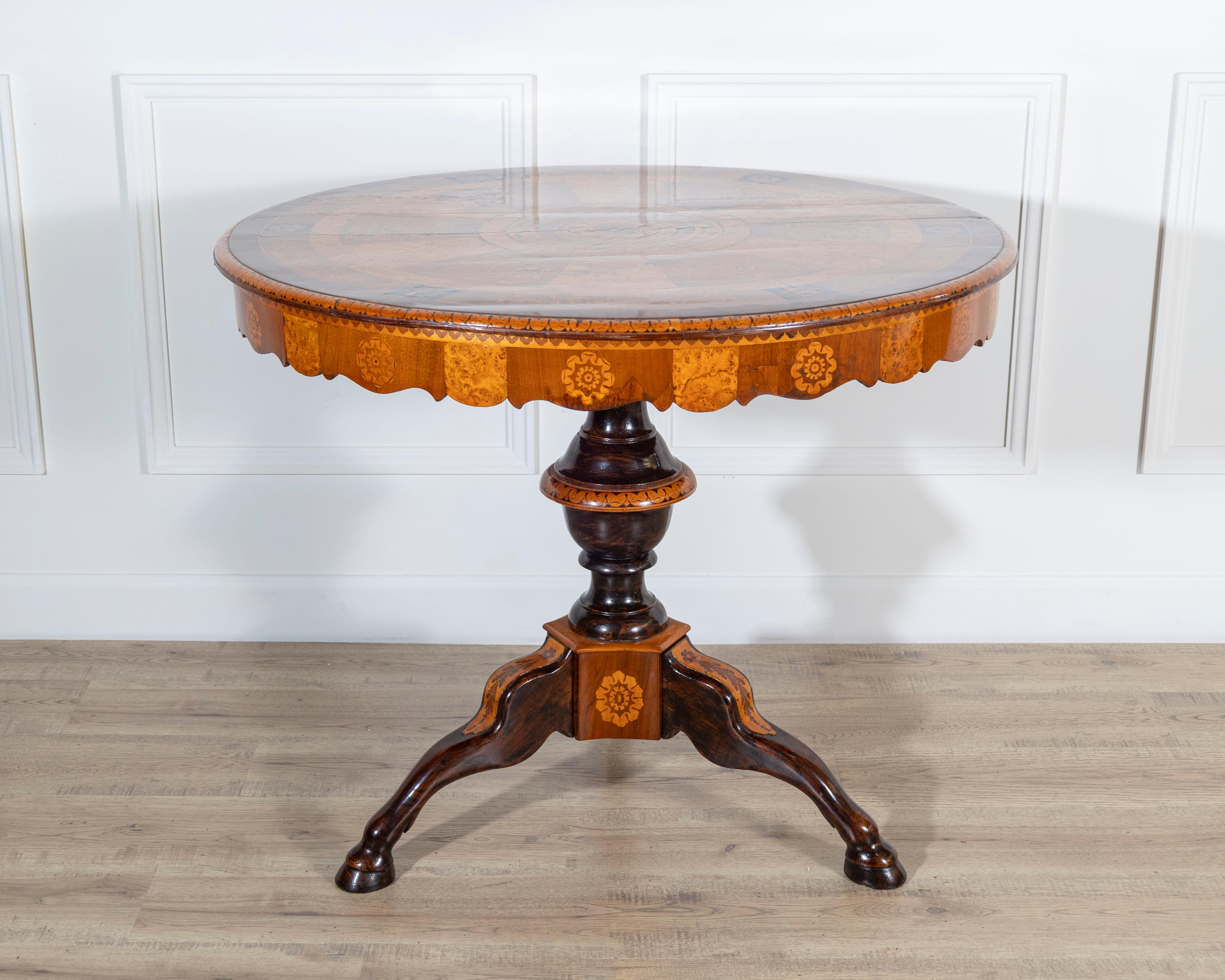 Italian Early 19th Century Charles X Center Table With Inlays