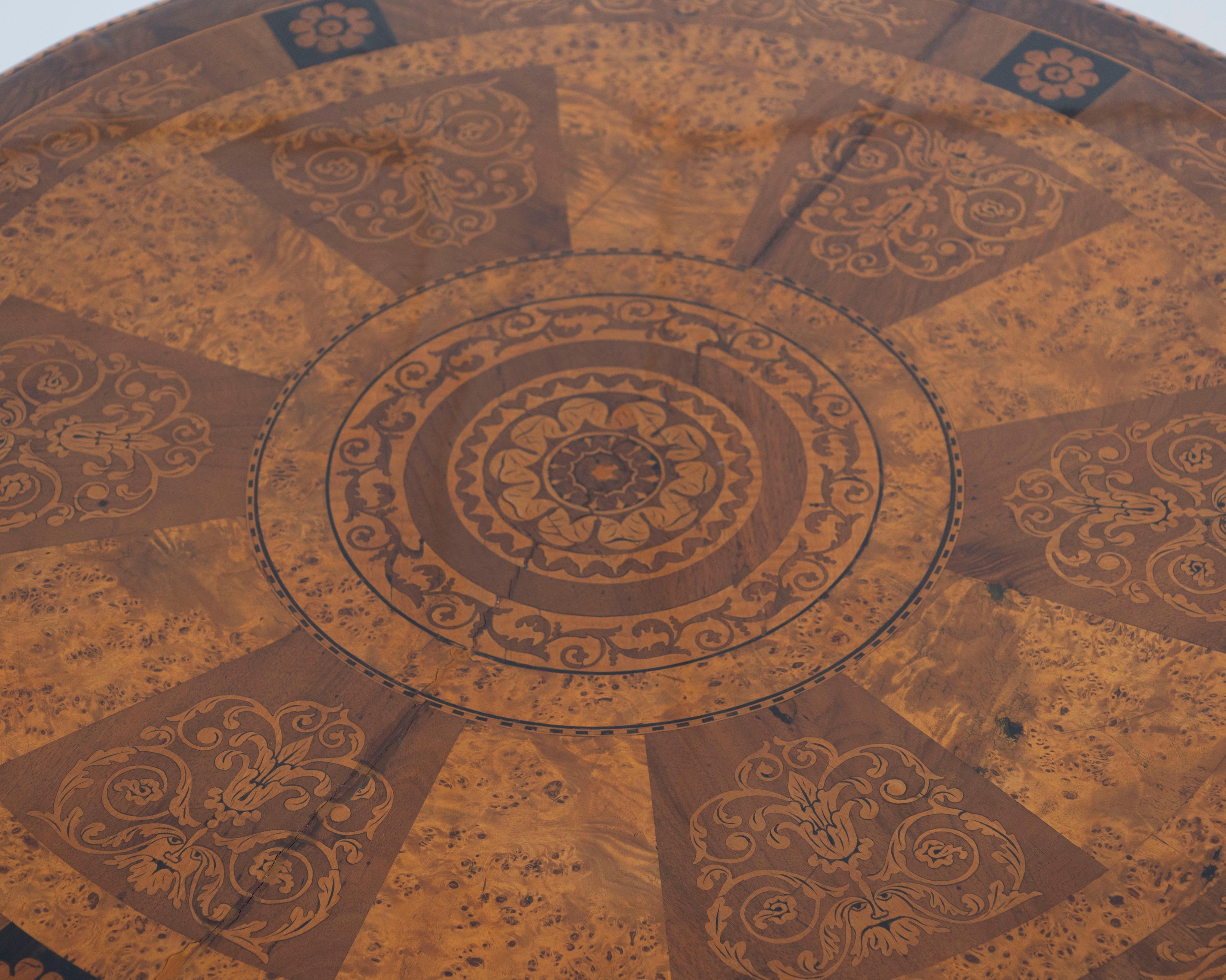 Fruitwood Early 19th Century Charles X Center Table With Inlays