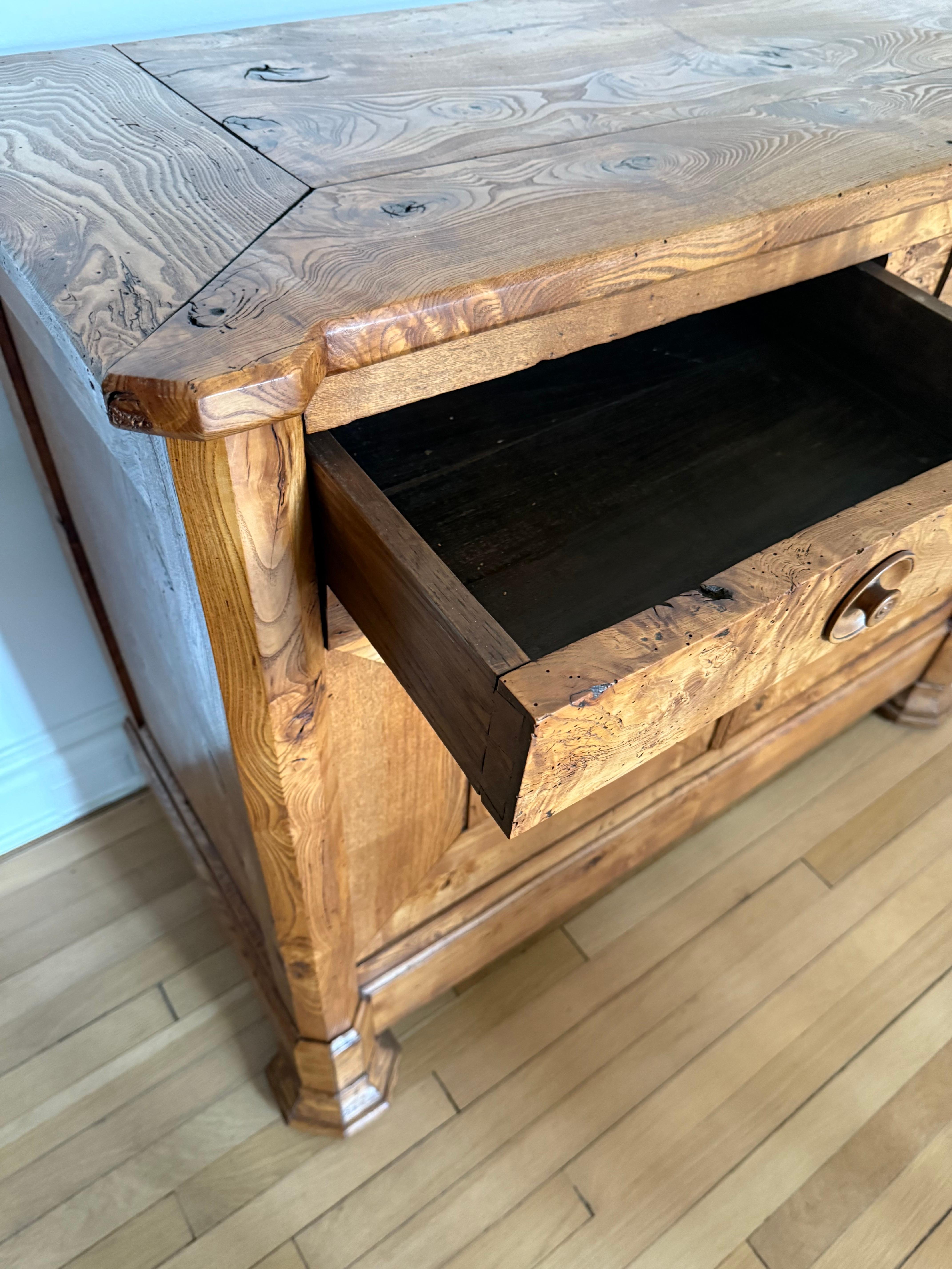 Early 19th Century Charles X French Burr Elm Wood Buffett For Sale 7