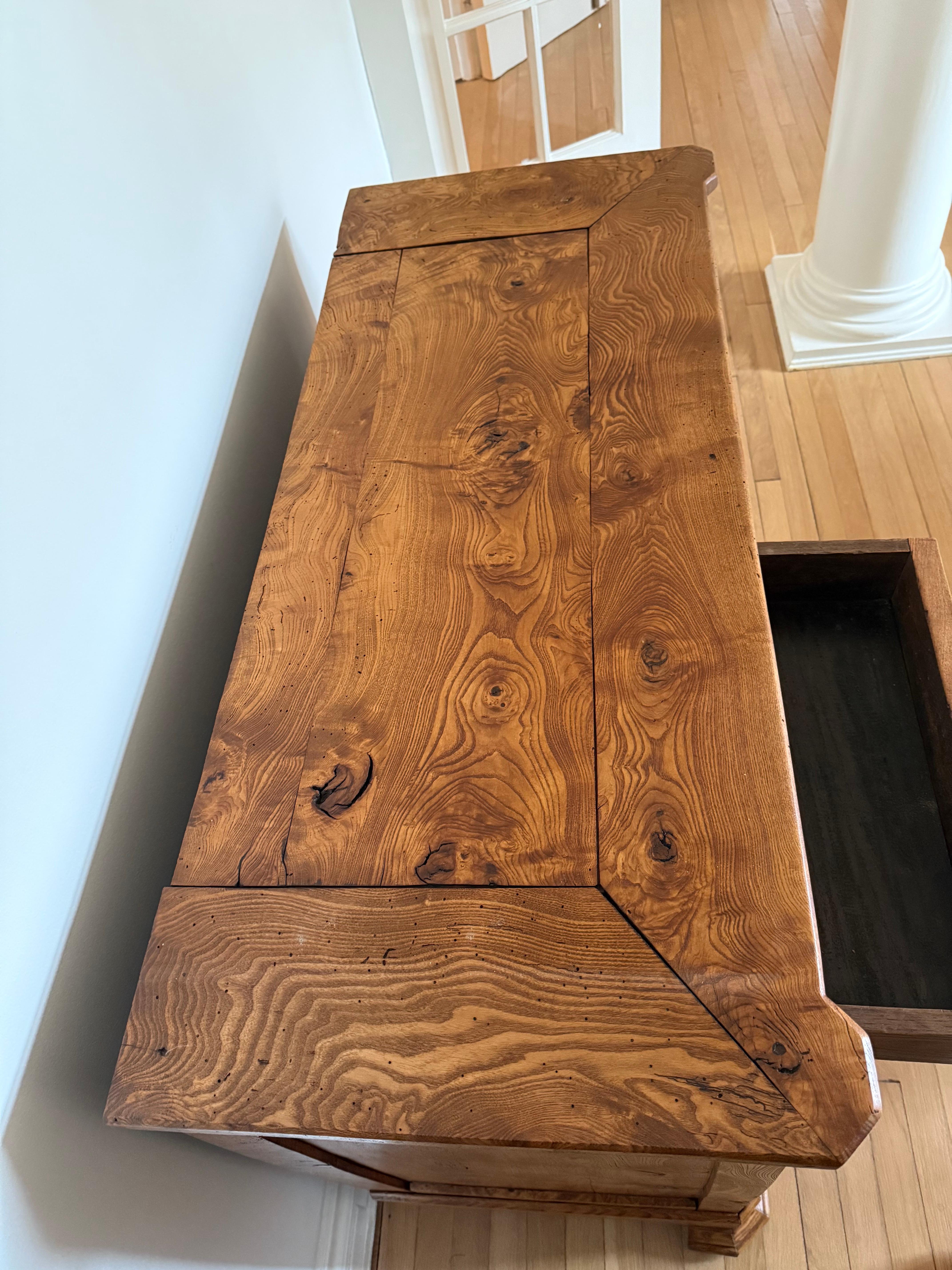 Early 19th Century Charles X French Burr Elm Wood Buffett For Sale 8