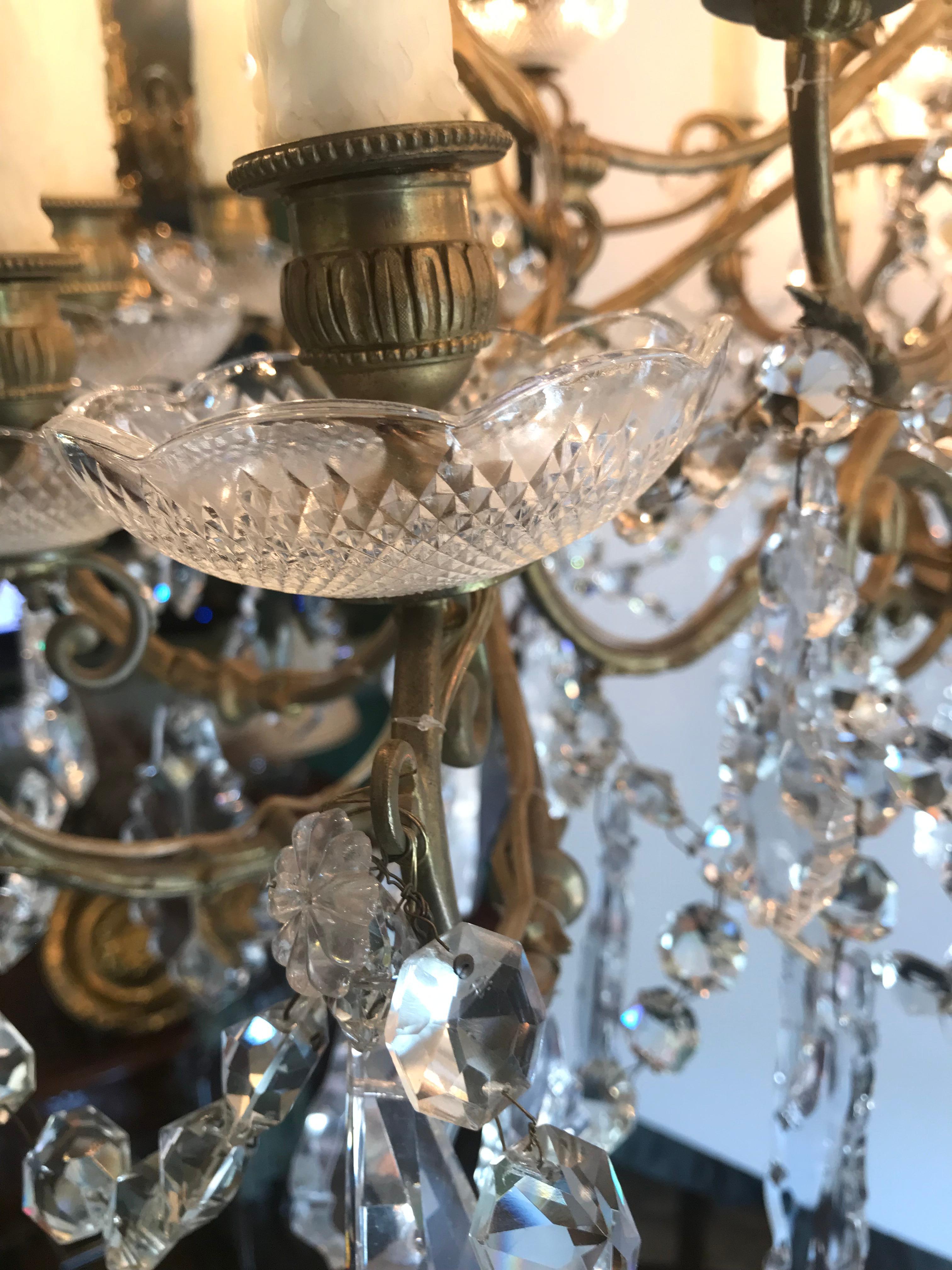Large Charles X 32-Light Crystal Chandelier Ceiling Light Pendant Antique La Ca For Sale 4