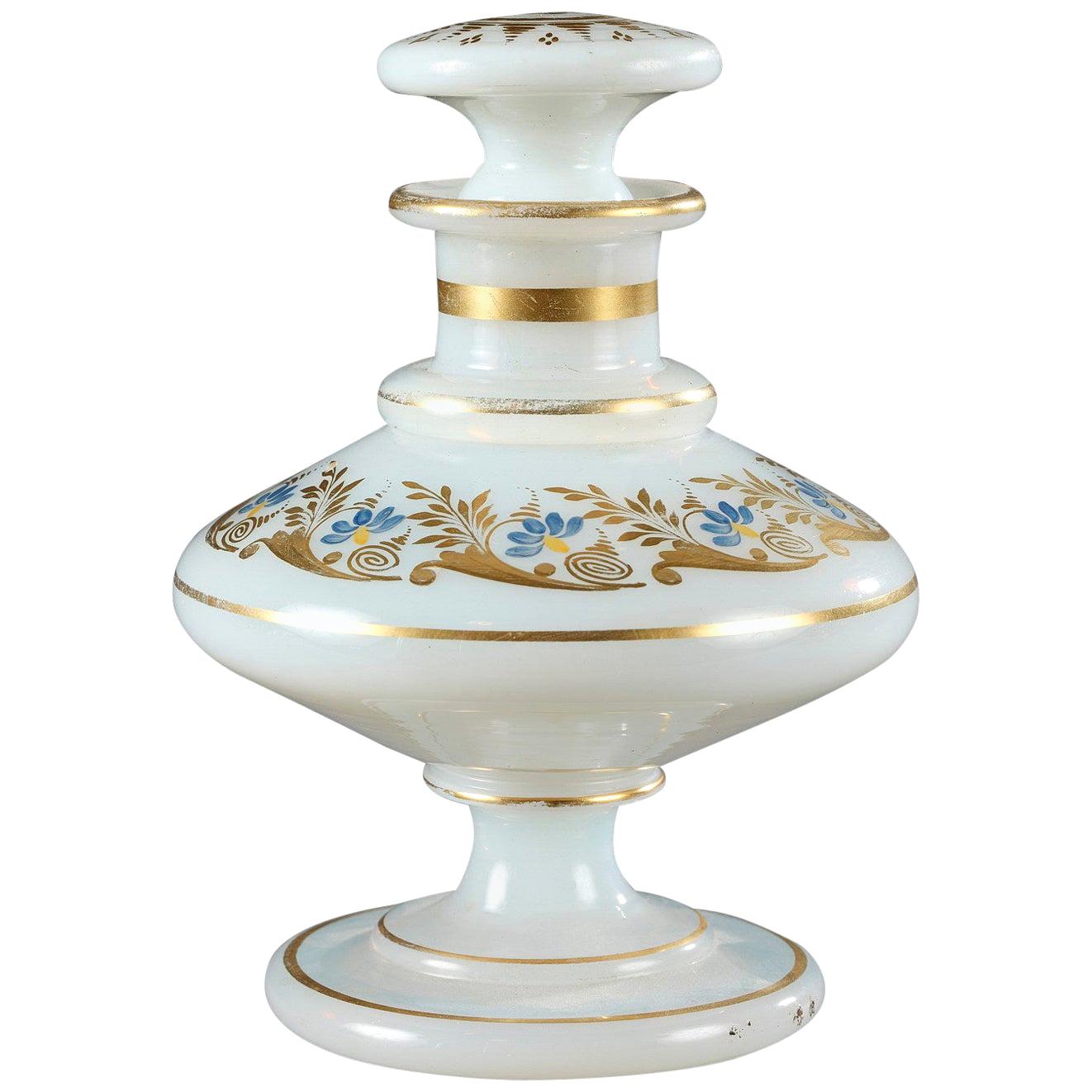 Early 19th Century Charles X Opaline perfume bottle with Desvignes Decoration For Sale