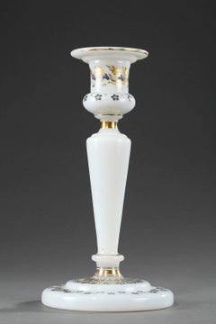 Early 19th Century Charles X White Opaline Candlestick