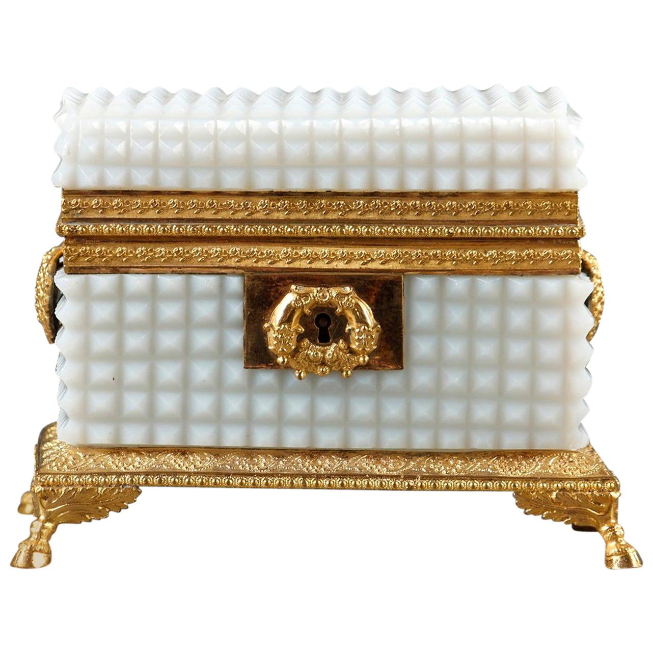 Early 19th Century Charles X White Opaline Jewelry Box