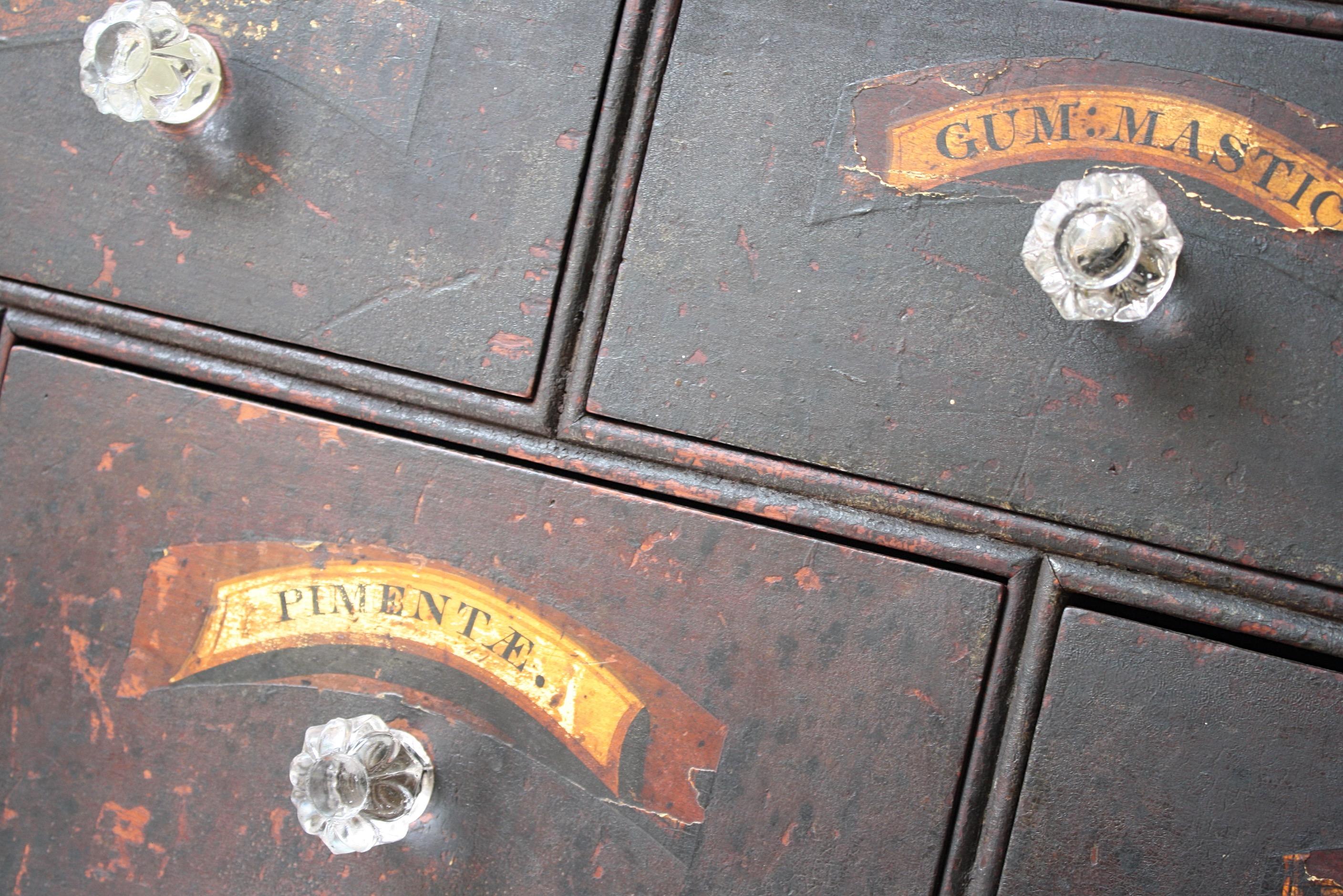 Early 19th Century Chemist Apothecary Drug Pharmacy Drawers Bratley Pontefract For Sale 8