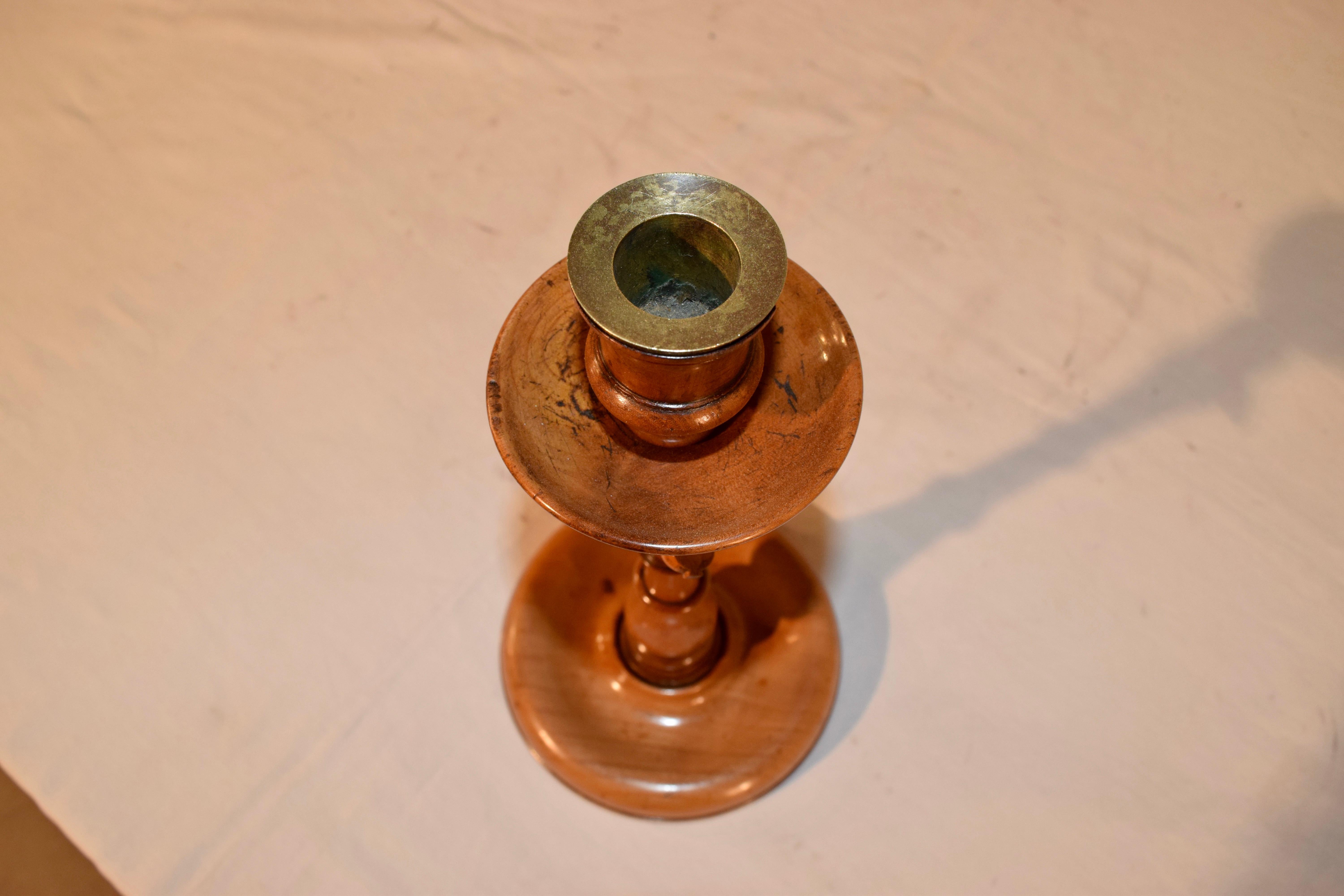 Turned Early 19th Century Cherry Candlestick