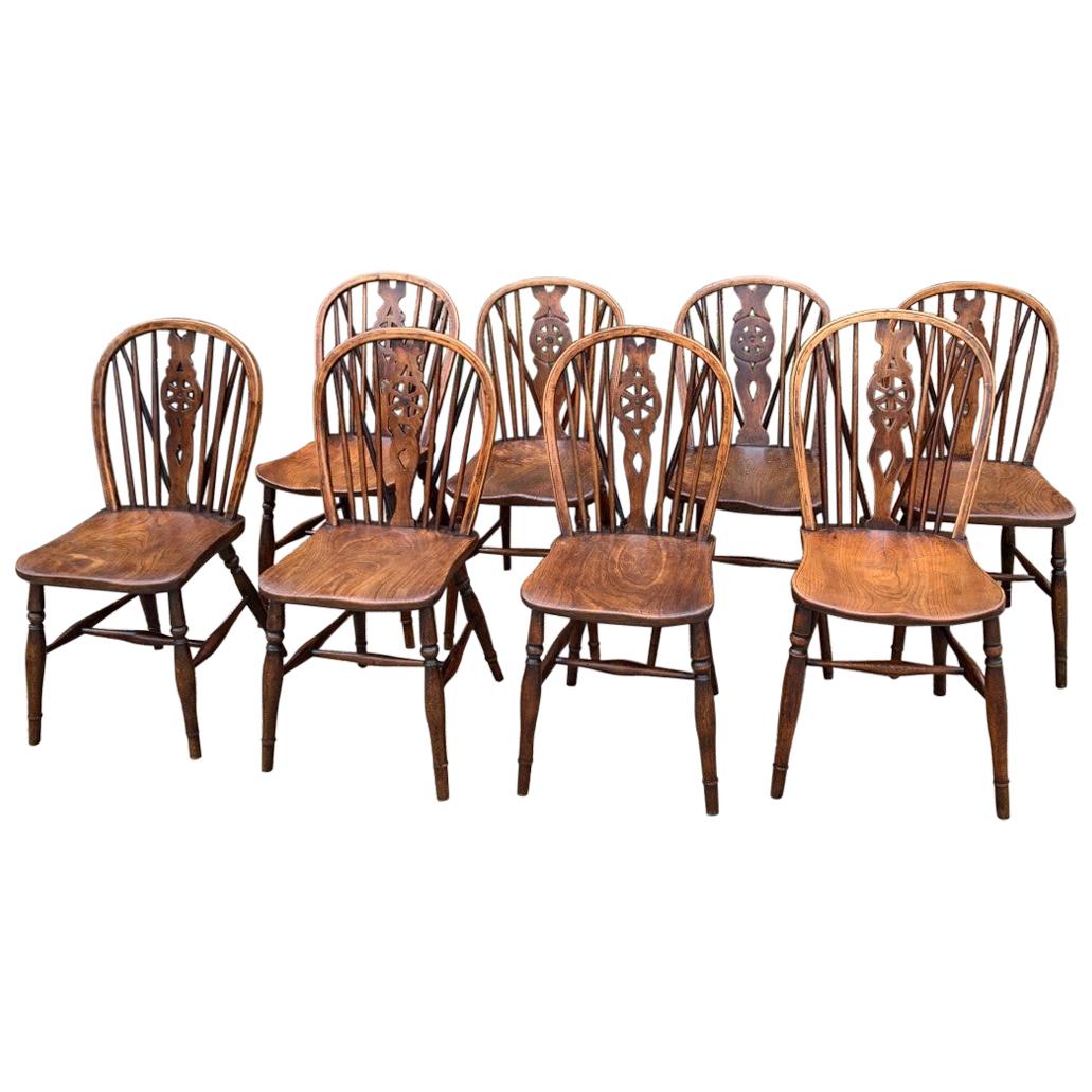 8 Windsor Wheelback Antique Dining Chairs