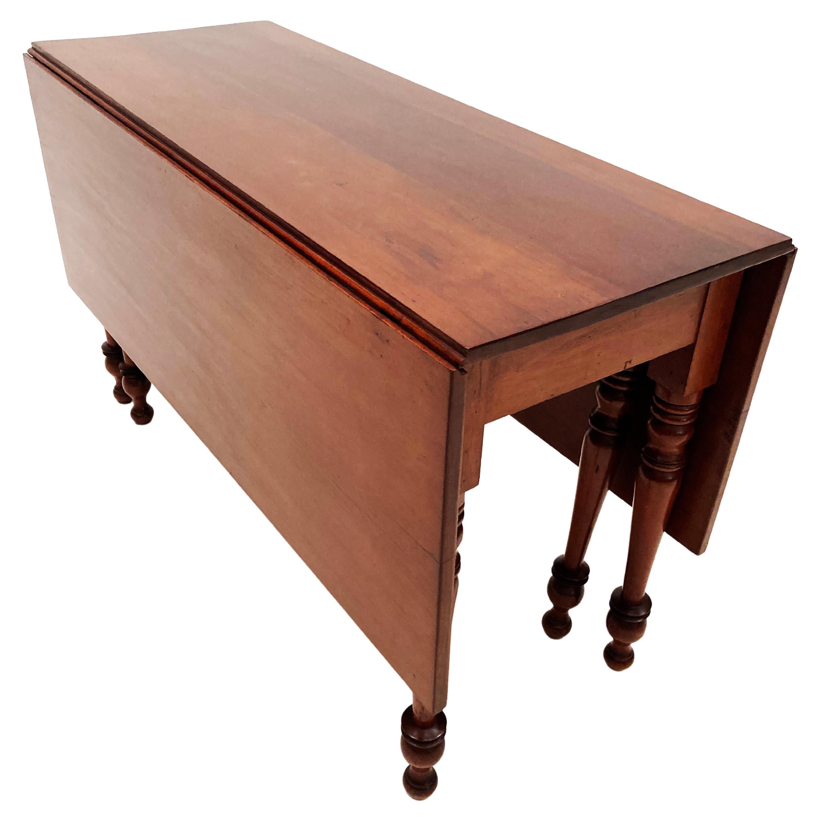 Early 19th Century Cherry Hand-Planed Gate-Legged, Drop Leaf Dining Table