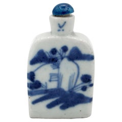 Early 19th Century Chinese Blue & White Snuff Bottle