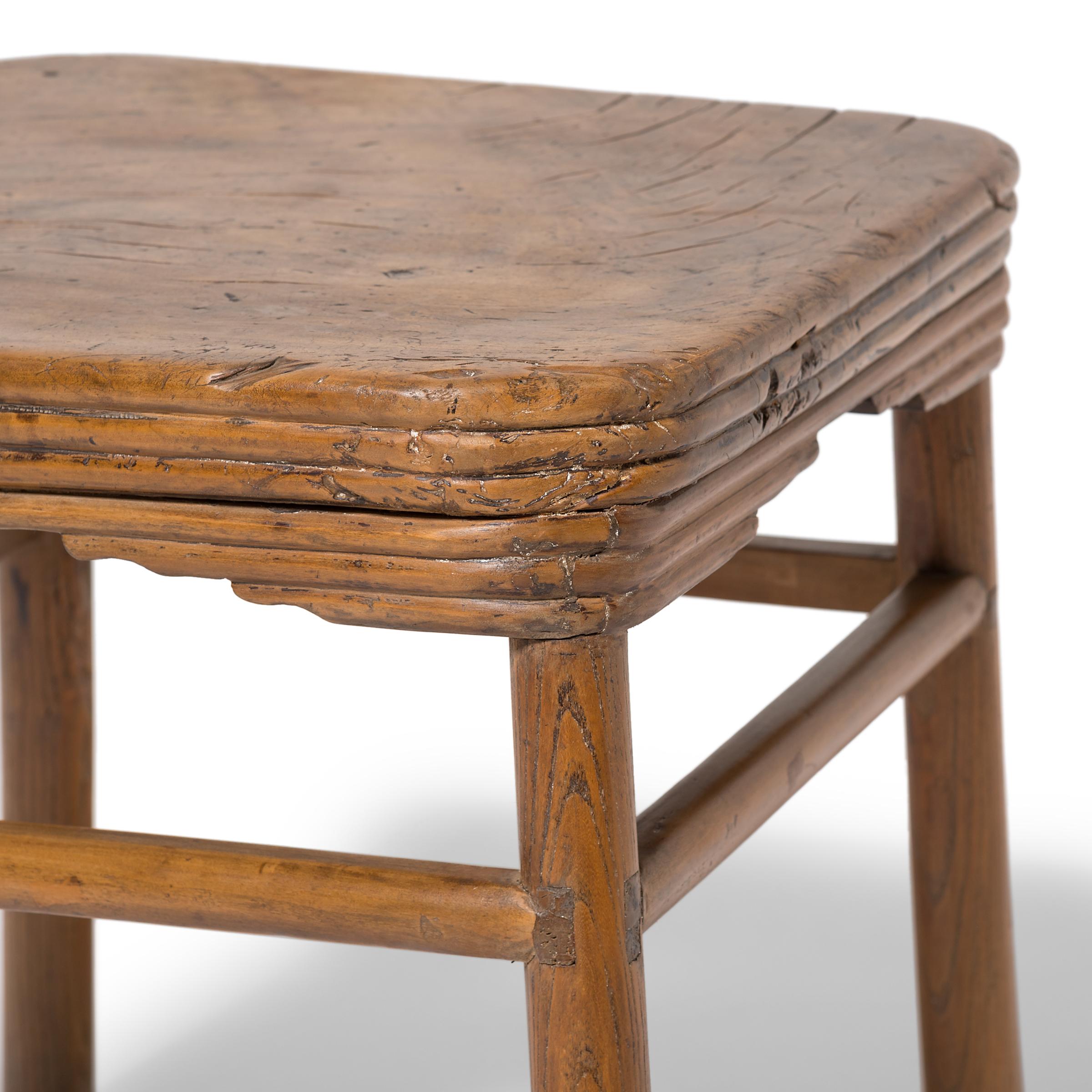 Early 19th Century Chinese Burled Top Feng Deng Stool 1