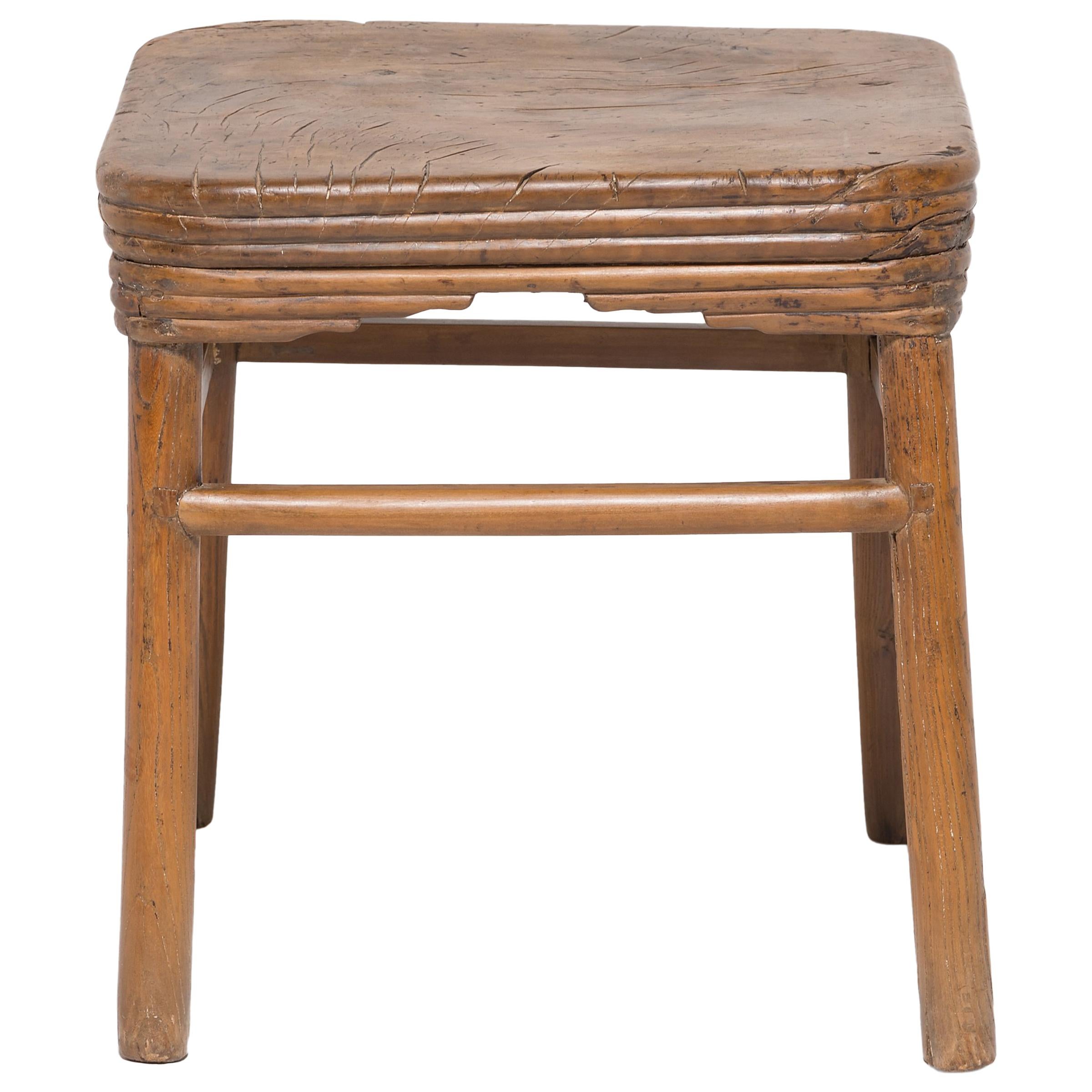 Early 19th Century Chinese Burled Top Feng Deng Stool
