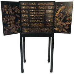 Early 19th Century Chinese Cabinet on Stand with Bone Pulls
