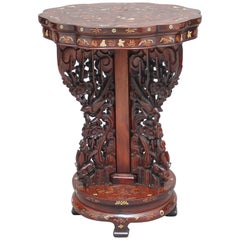 Early 19th Century Chinese Carved and Inlaid Occasional Table