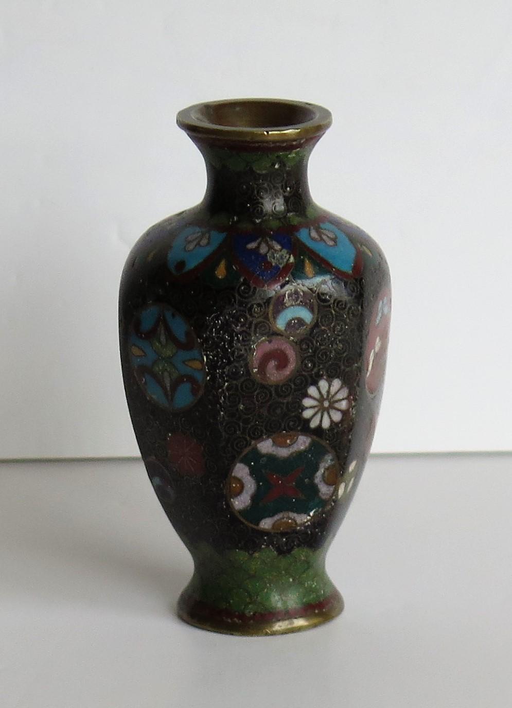 Ceramic 19th Century Japanese Cloisonné Small Vase, Meiji Period  For Sale