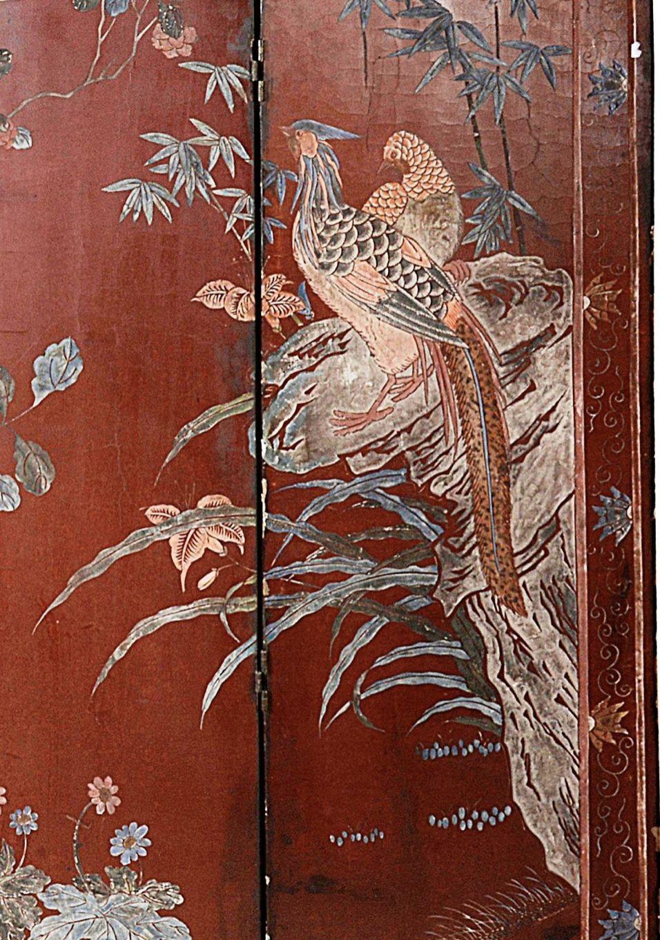 Peint à la main Paravent chinois en laque de Coromandel du début du 19e siècle en vente