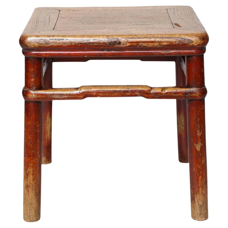Early 19th Century Chinese Elm Stool For Sale at 1stDibs