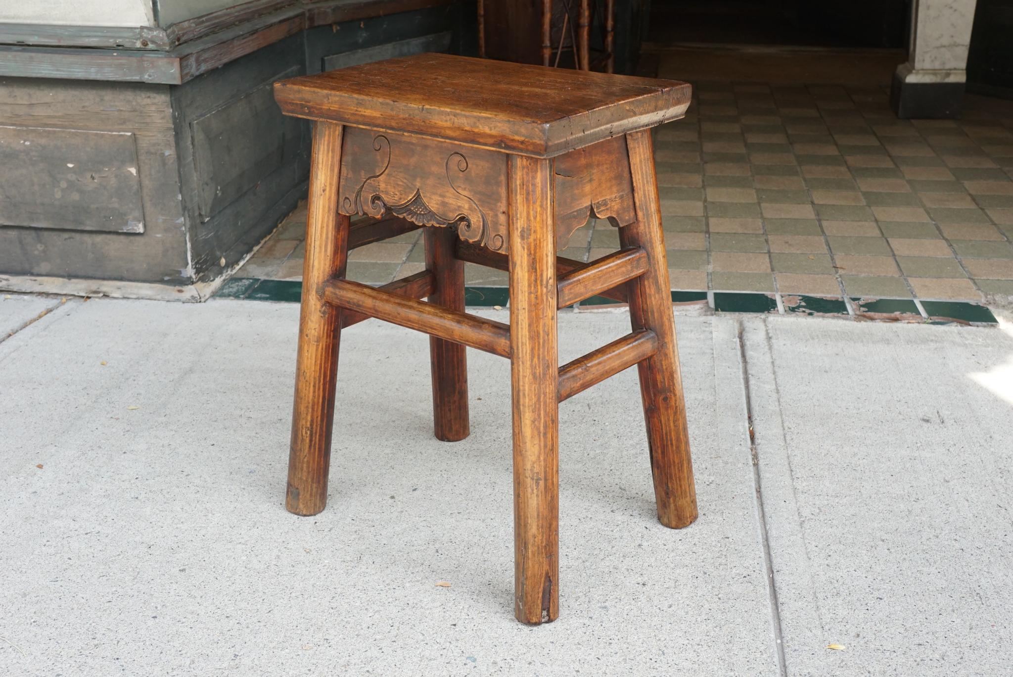 Early 19th Century Chinese Elm Stool or Low Table In Good Condition In Hudson, NY