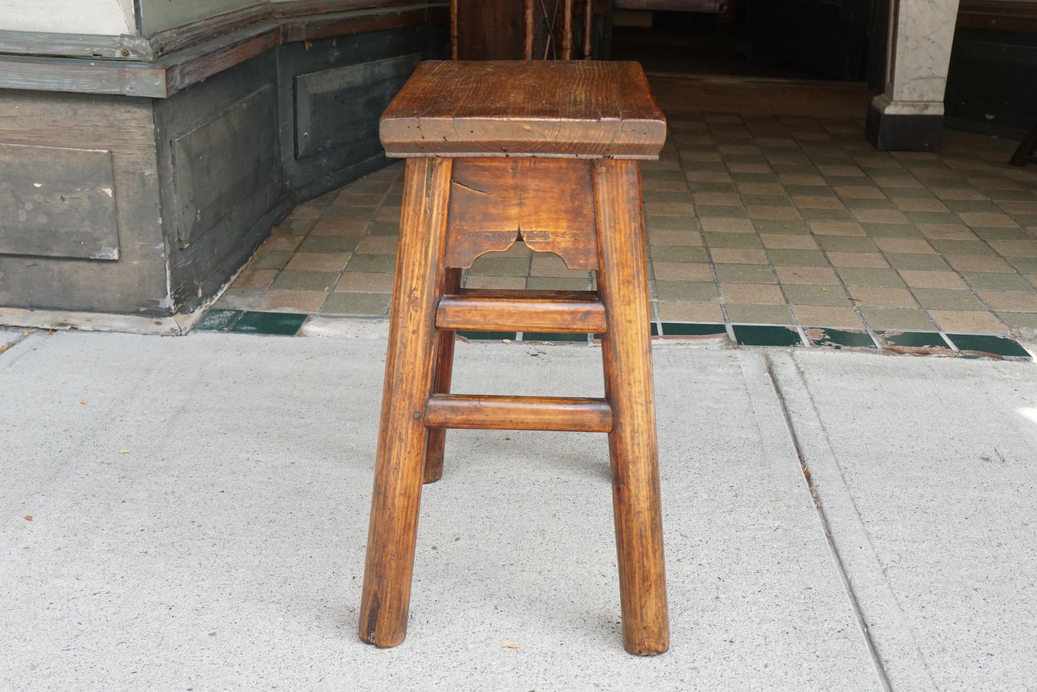 Early 19th Century Chinese Elm Stool or Low Table 1