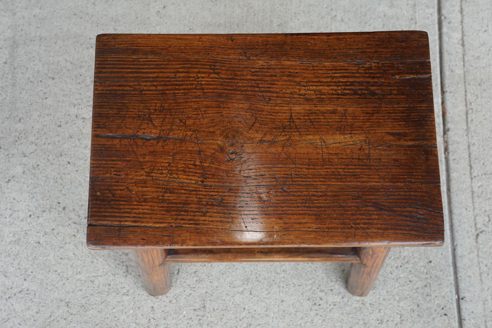 Early 19th Century Chinese Elm Stool or Low Table 5