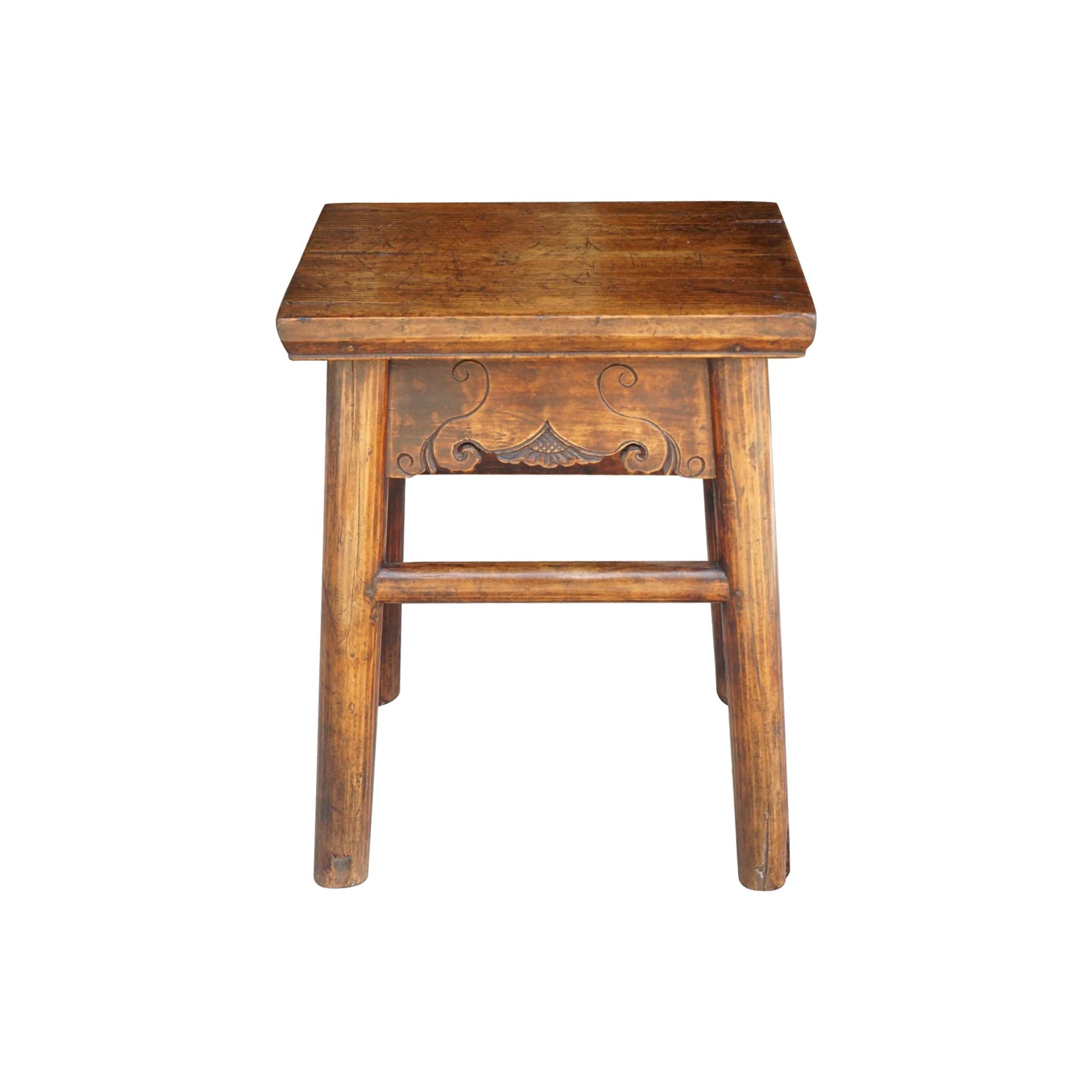 Early 19th Century Chinese Elm Stool or Low Table