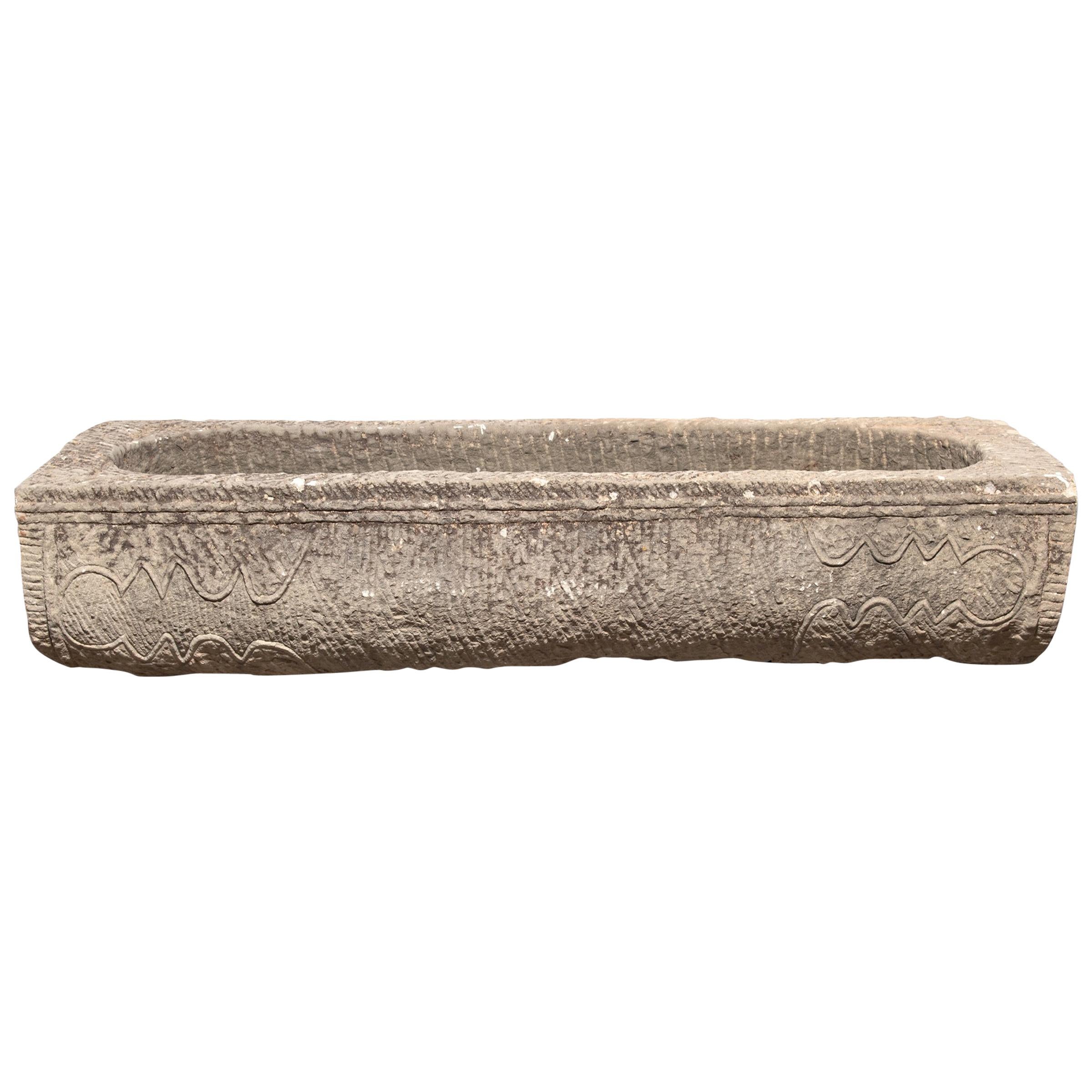 Chinese Etched Limestone Trough, c. 1800