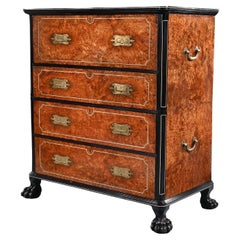 Early 19th Century Chinese Export Burr Amboyna and Ebony Secretaire Chest
