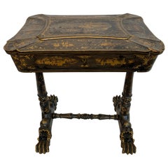 Early 19th Century Chinese Export Lacquer and Gilt Sew Working Table