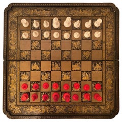 Early 19th Century Chinese Export Lacquer Chess and Backgammon Board