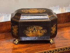 Early 19th Century Chinese Export Lacquer Tea Caddy with Original Lead Liners