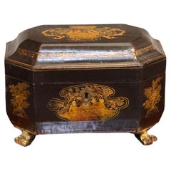 Early 19th Century Chinese Export Lacquer Tea Caddy with Original Lead Liners