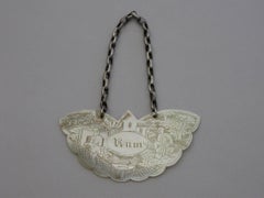 Early 19th Century Chinese Export Mother-of-Pearl Butterfly Wine Label 'Rum'