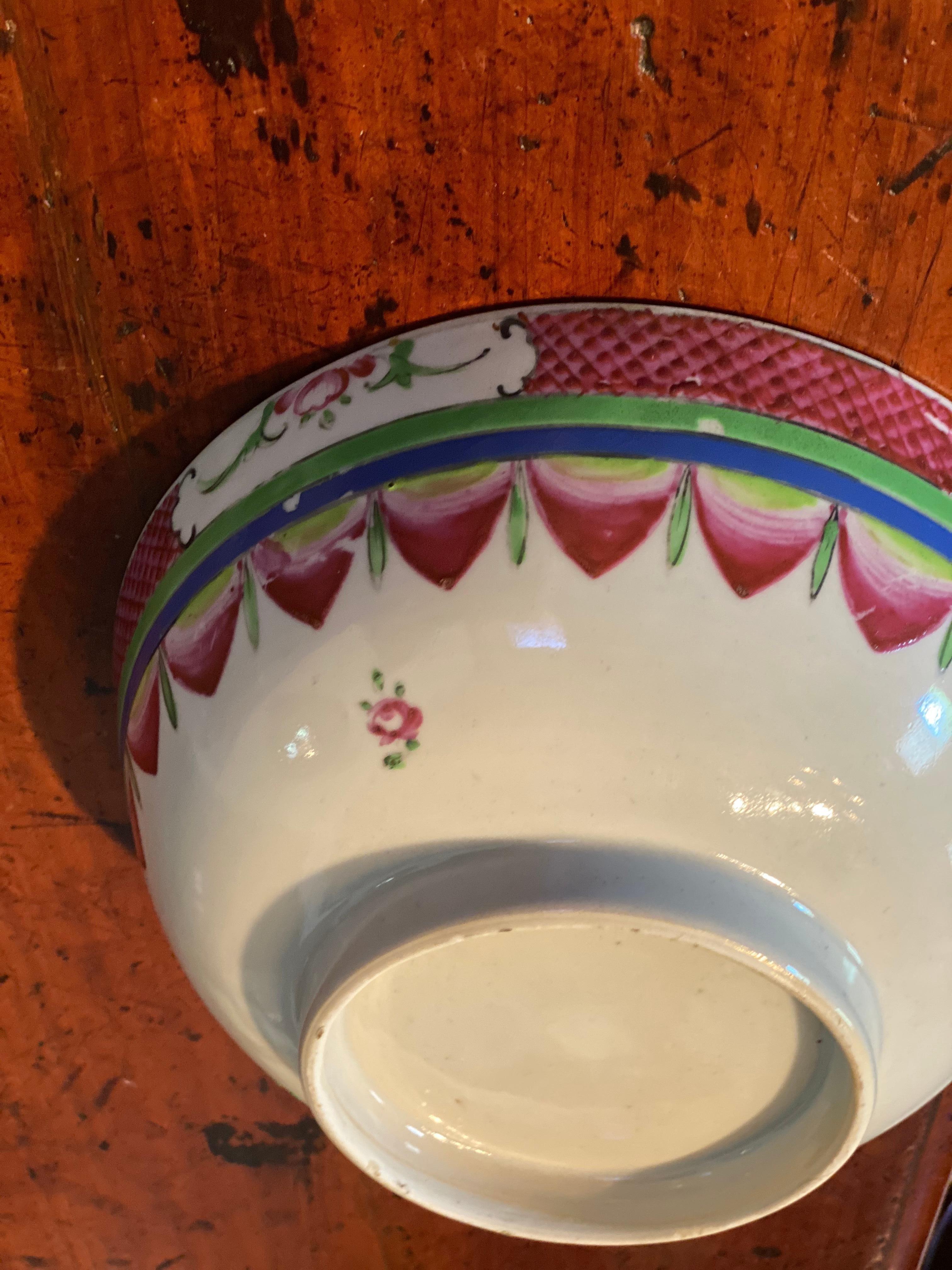 Porcelain Early 19th Century Chinese Export Punch Bowl For Sale